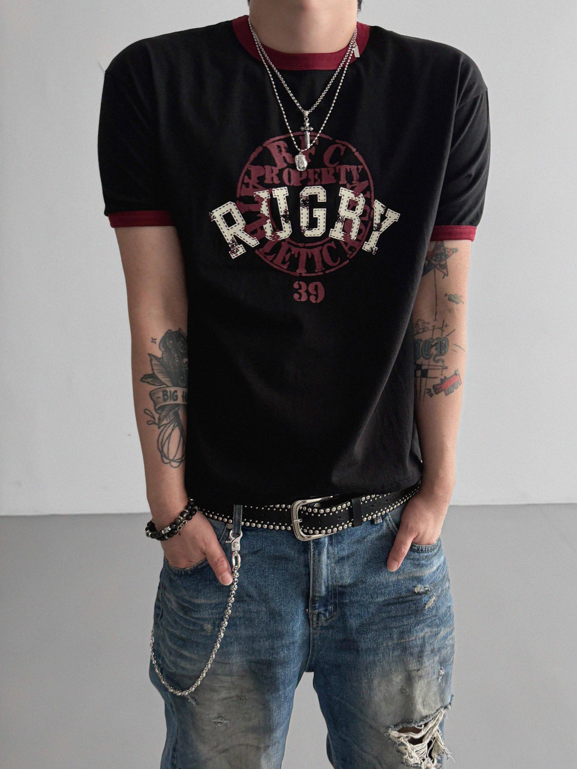 Rugby ringer muscle crop half t