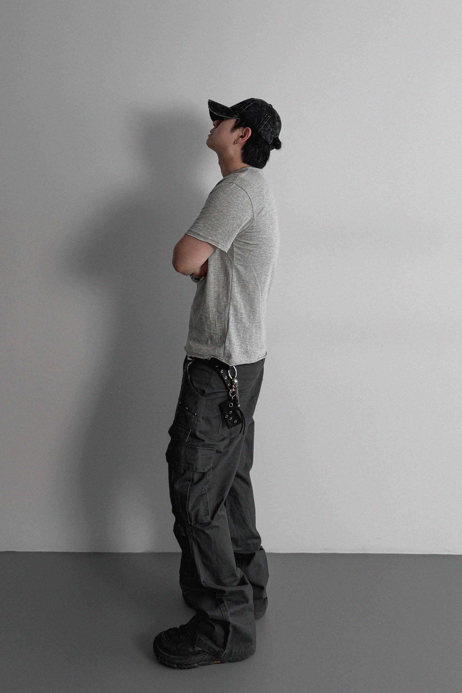 Dying stud cargo flared pants