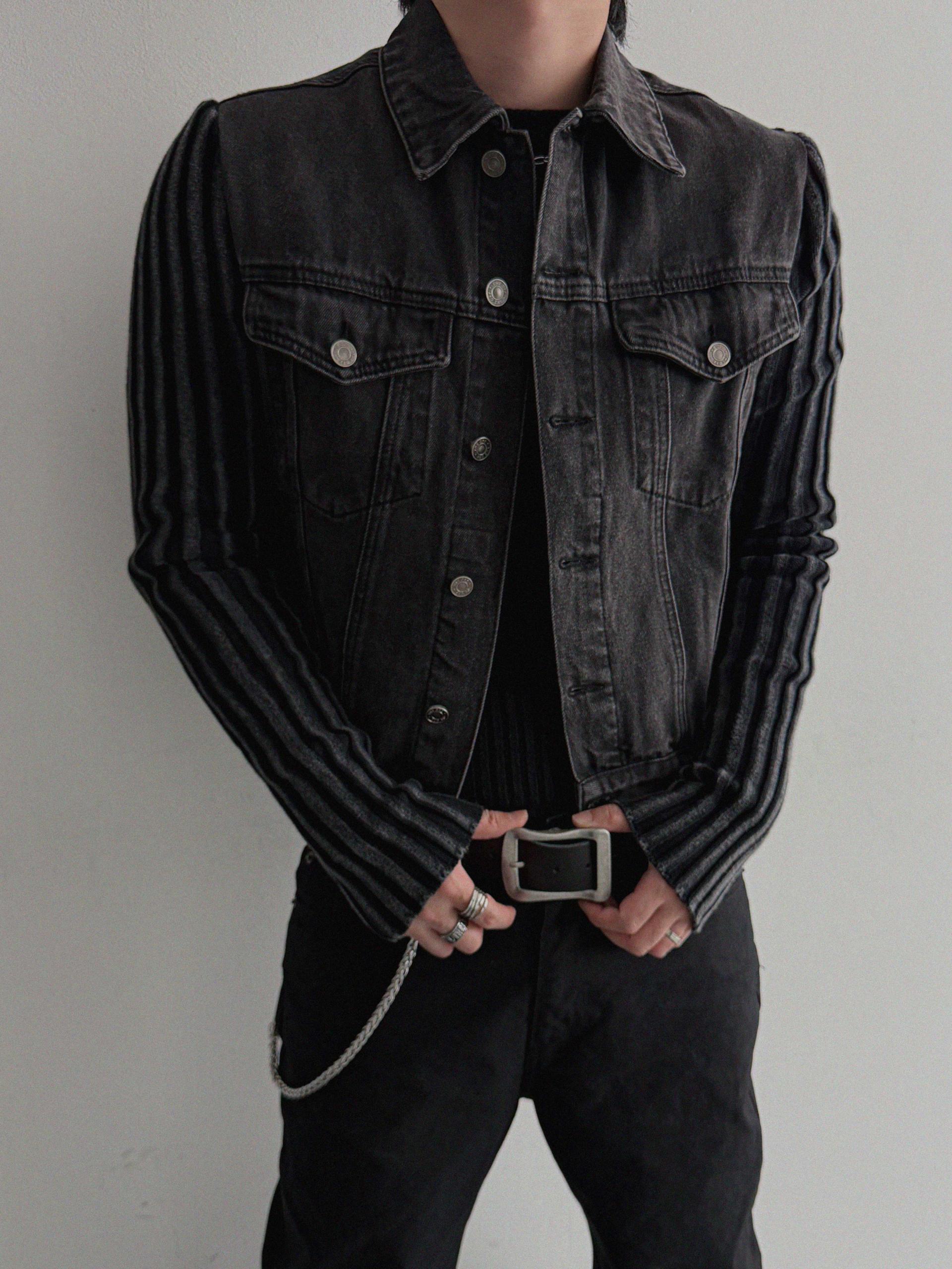 Shadow knit denim crop jacket