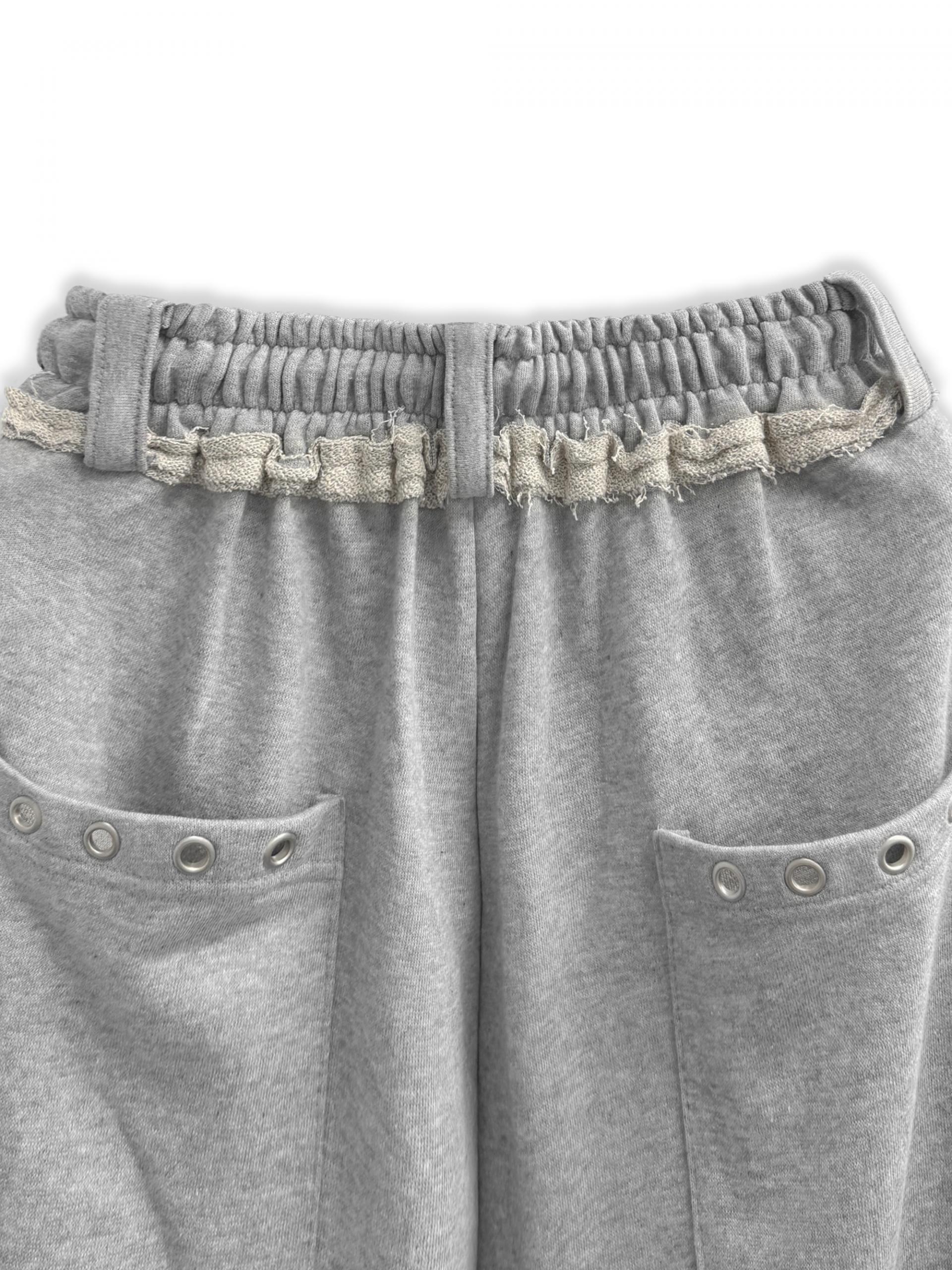 Color blocked eyelet wide sweat pants