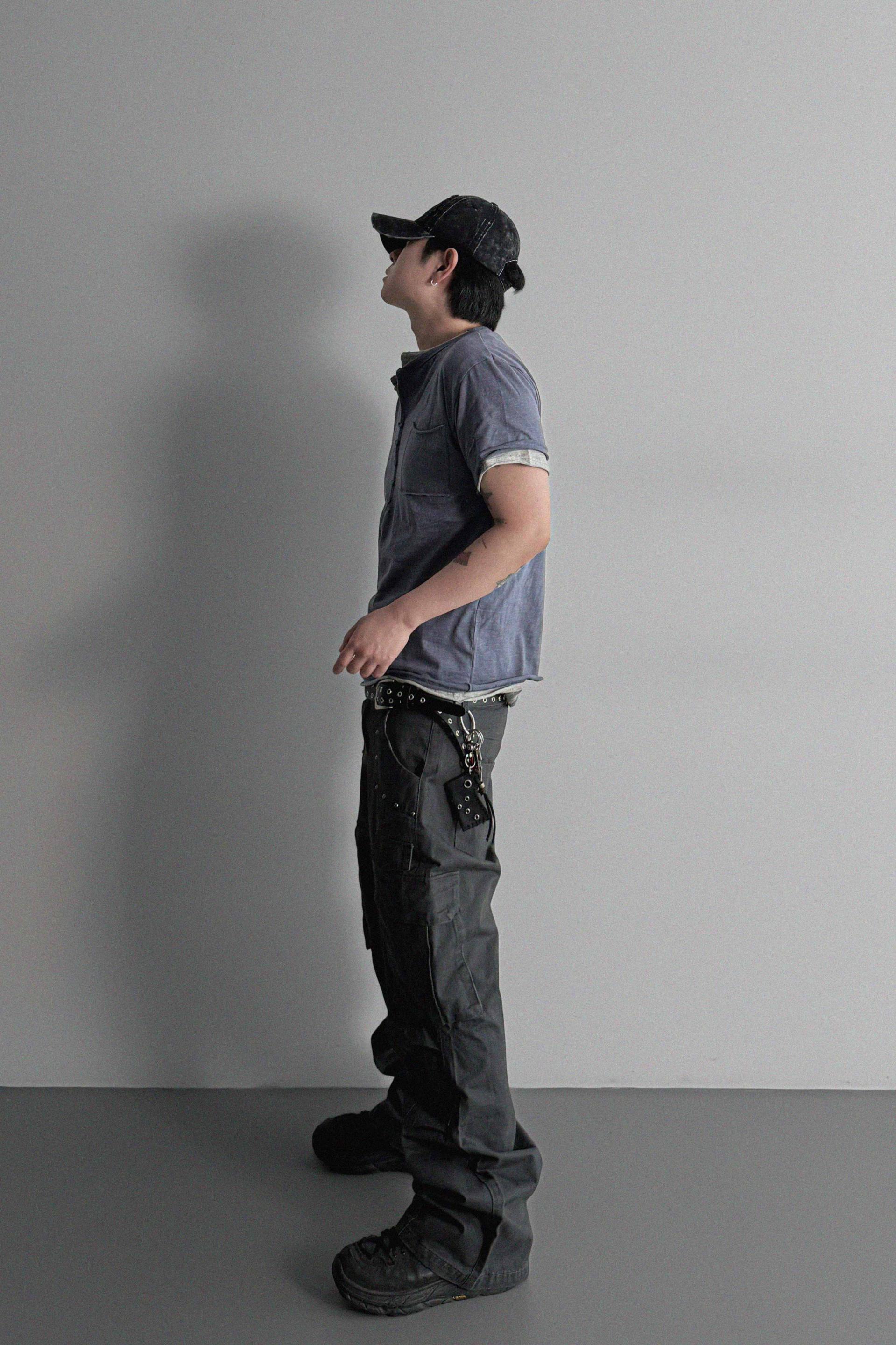 Dying stud cargo flared pants