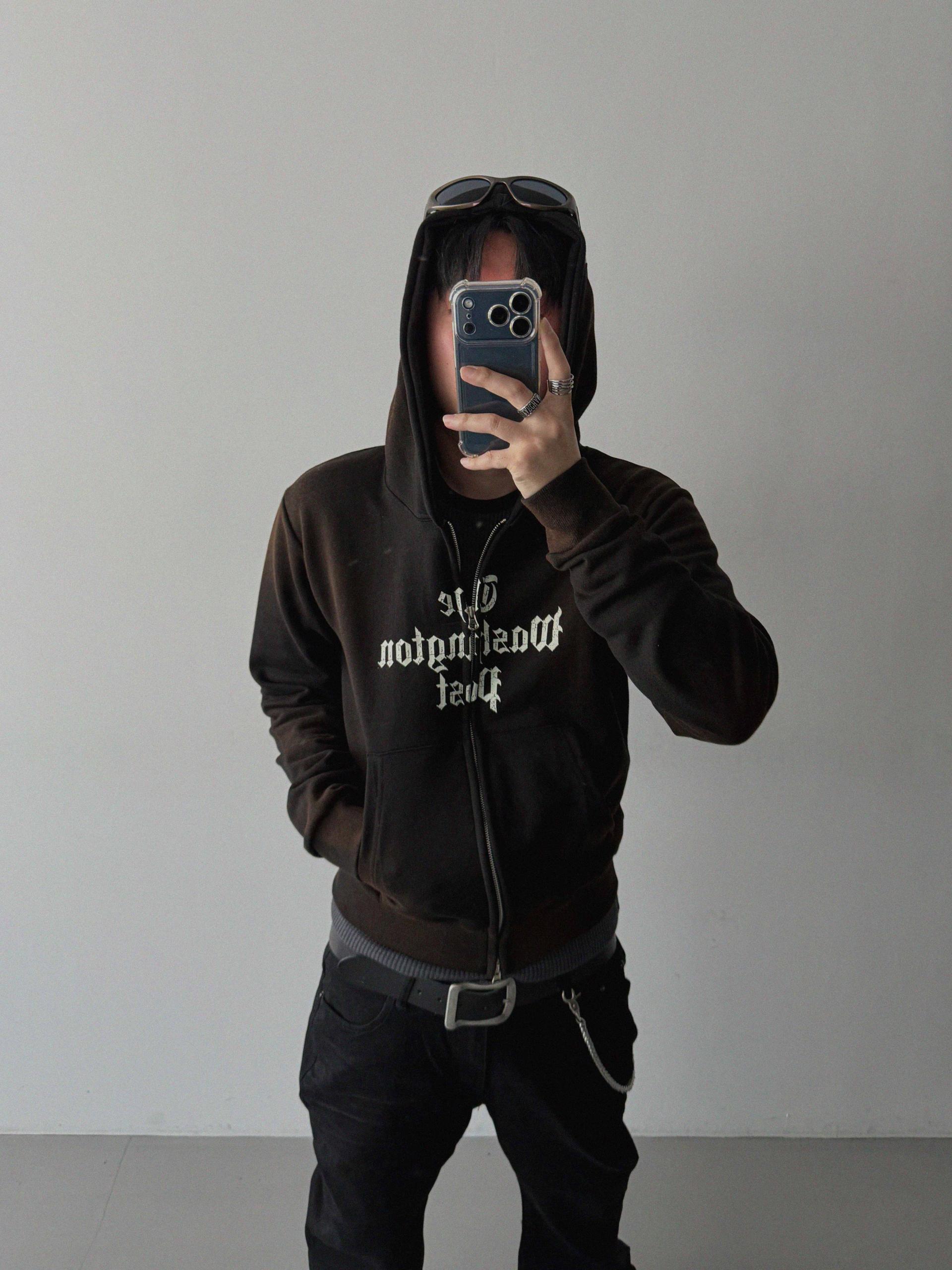 Washington crop hoodie zip-up
