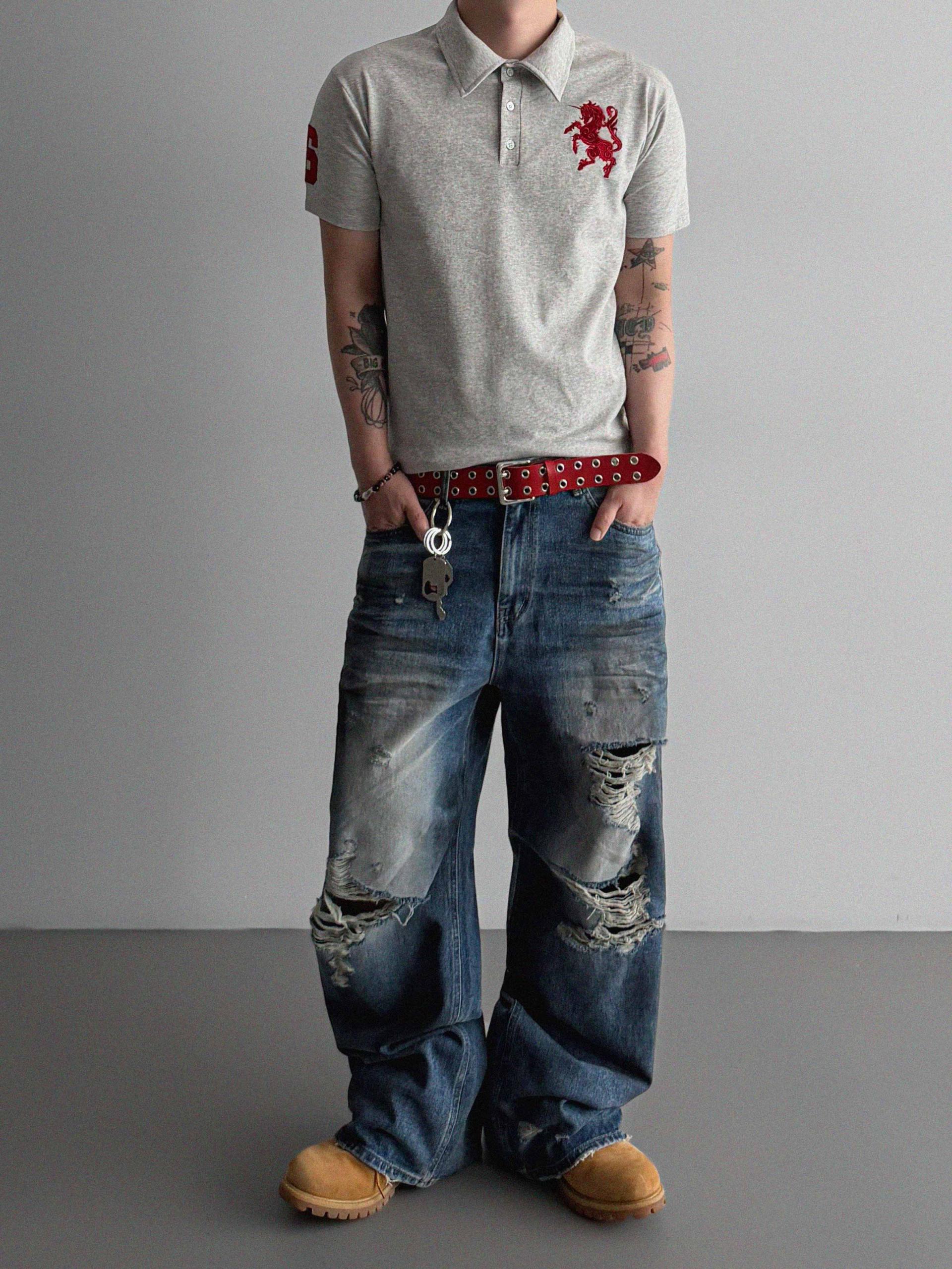 Super destroyed denim pants