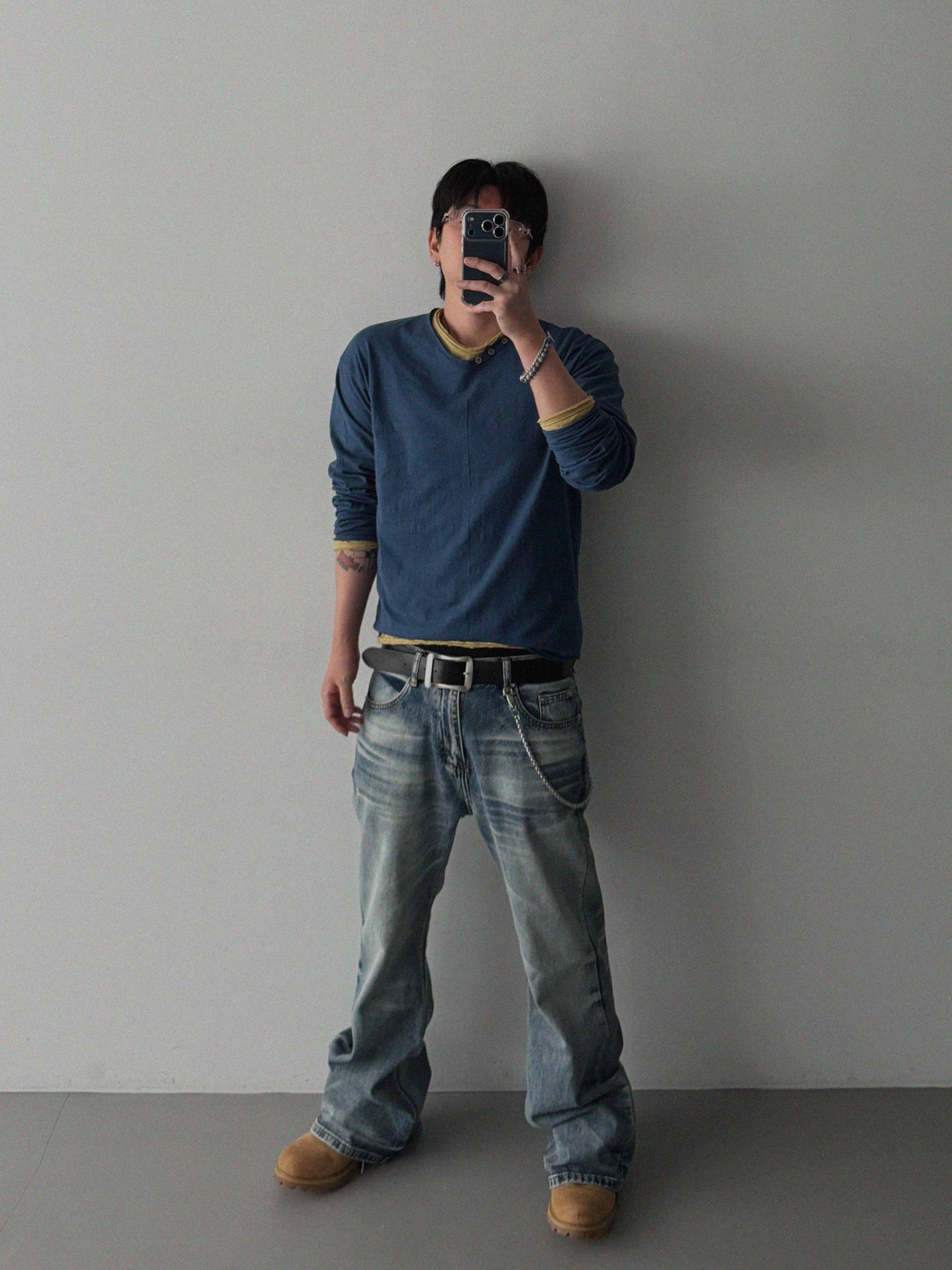 Mobe sand flare denim pants