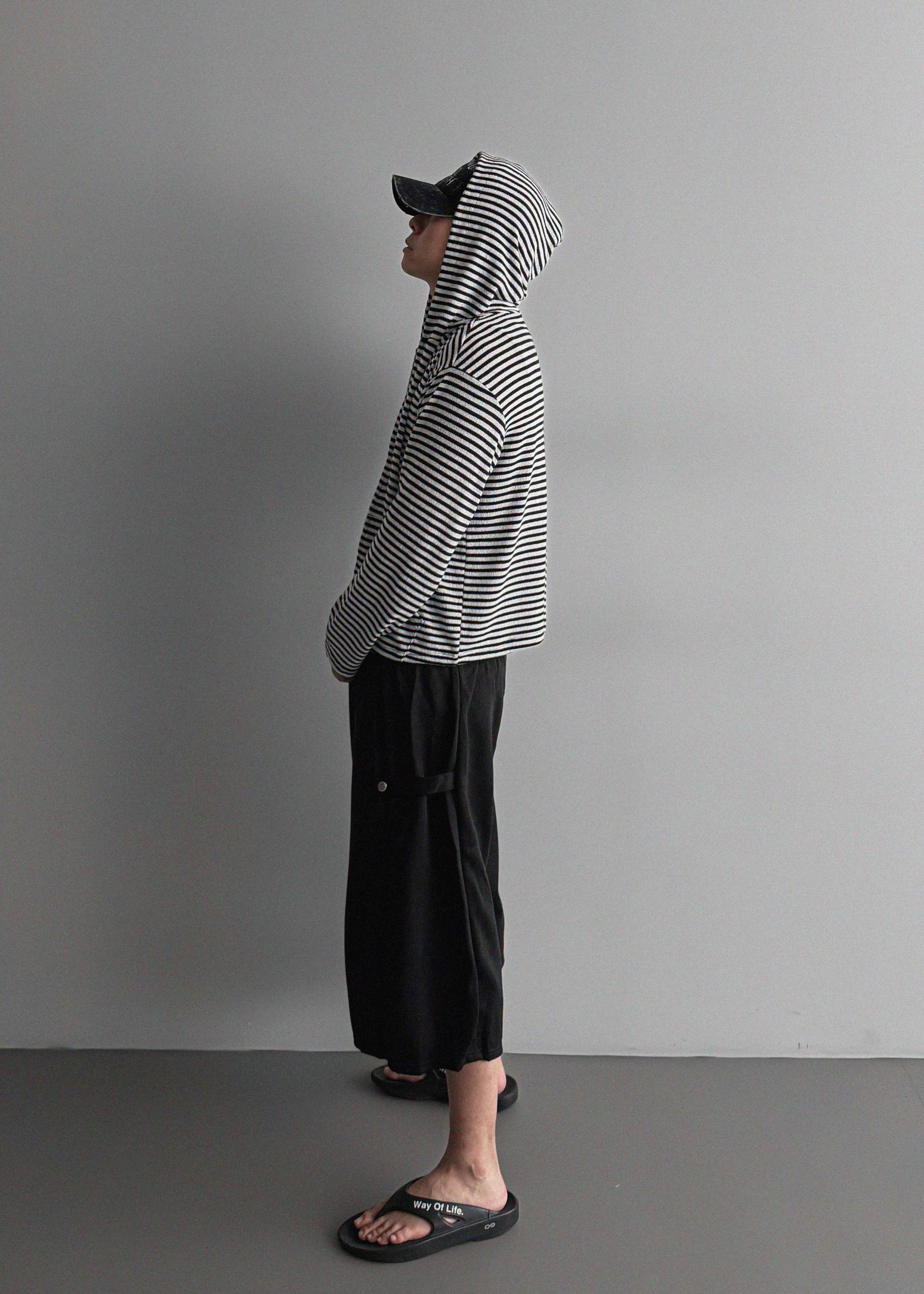 Seide stripe crop hood zip-up