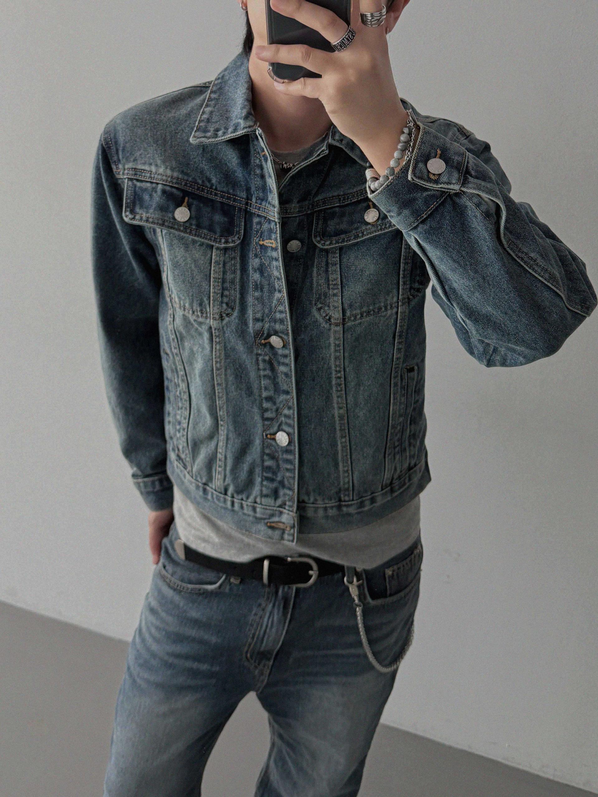 Deep brush flare denim pants