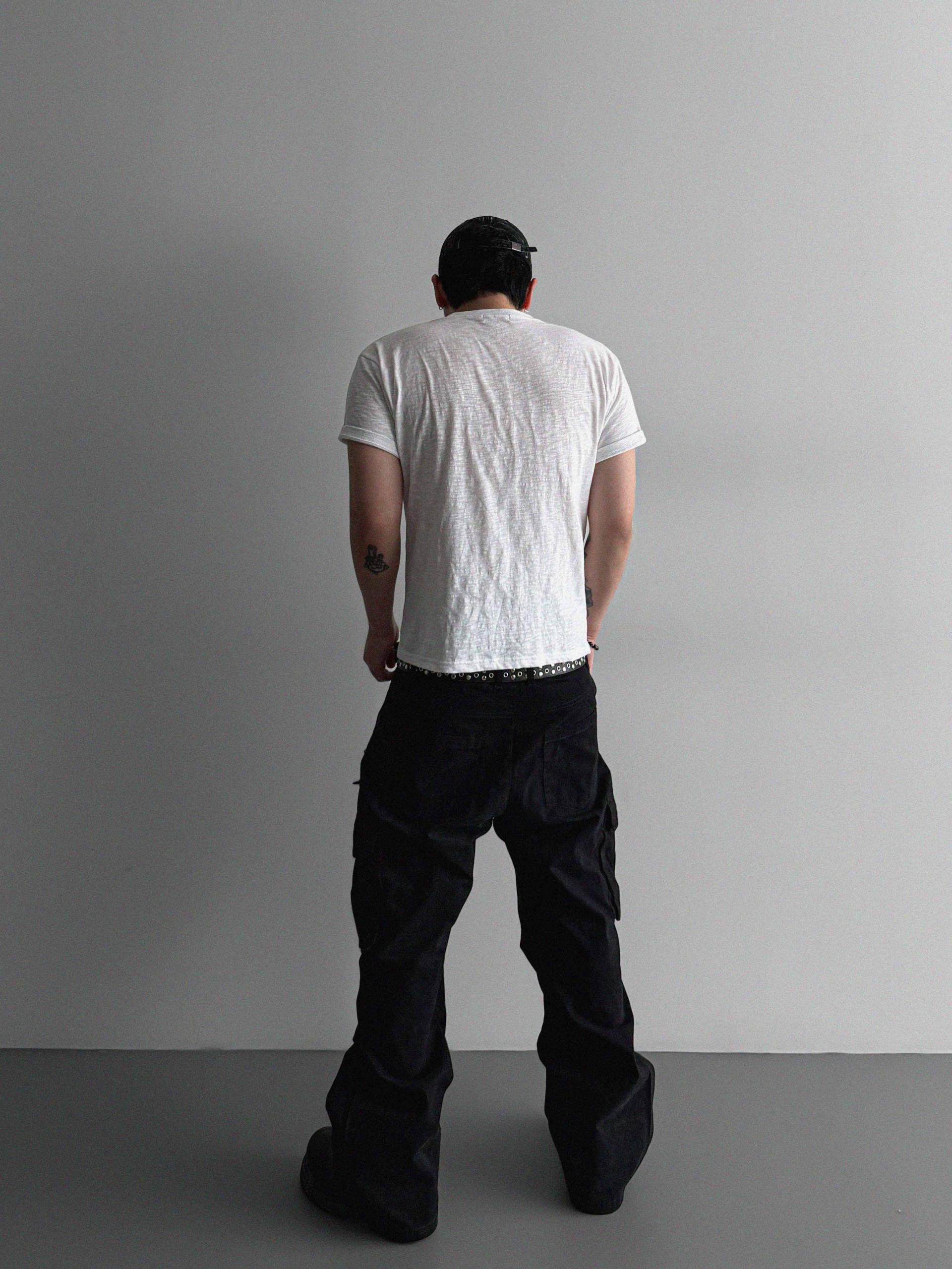 Dying stud cargo flared pants