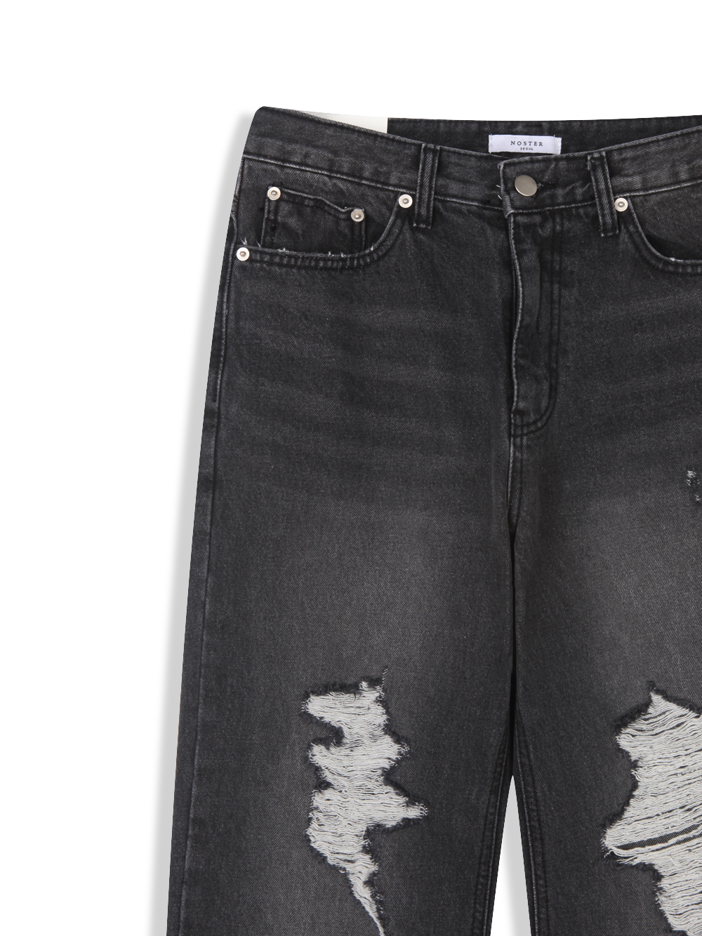 Black damage flared denim pants