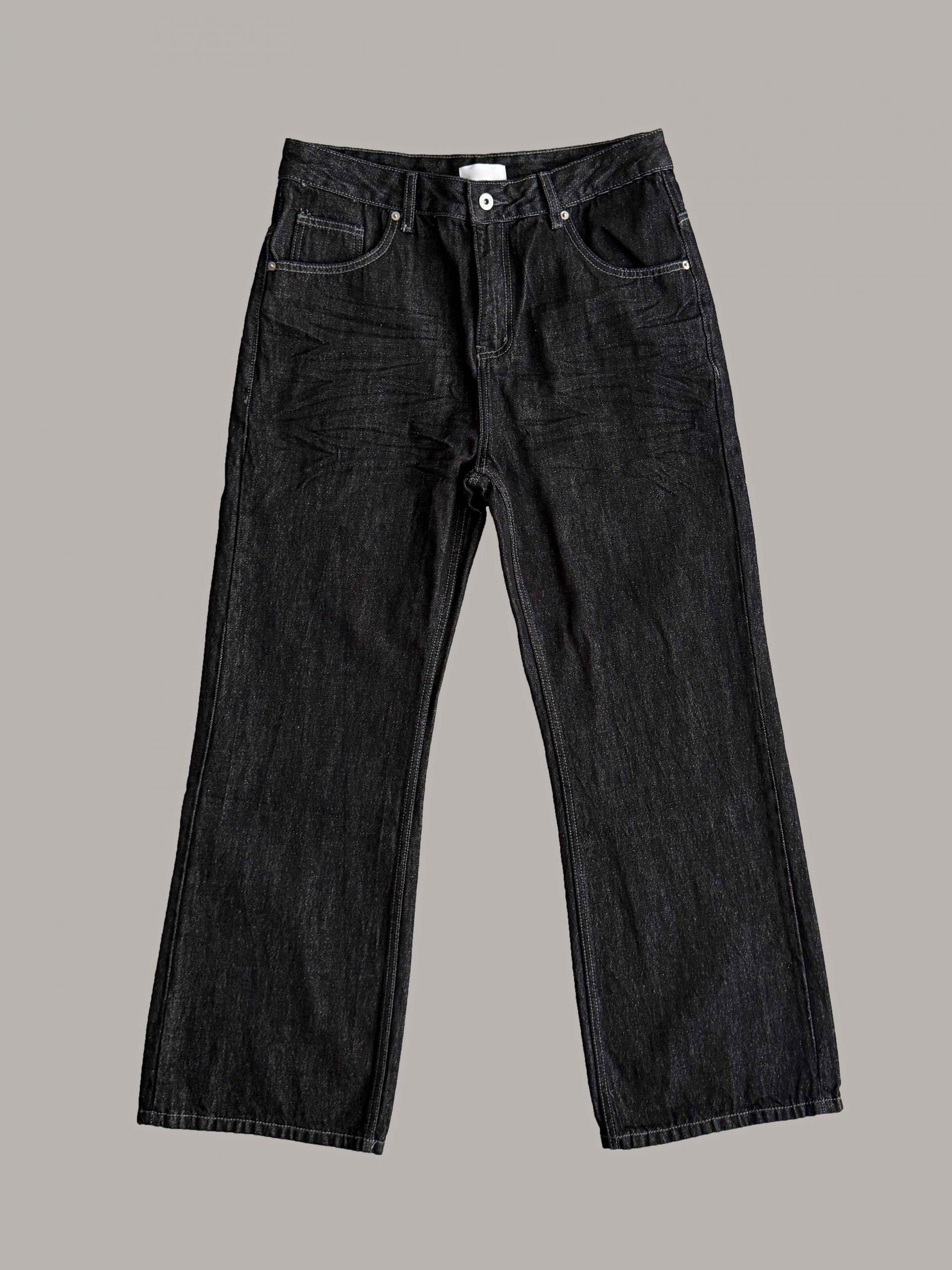 Embossed non-faded denim pants