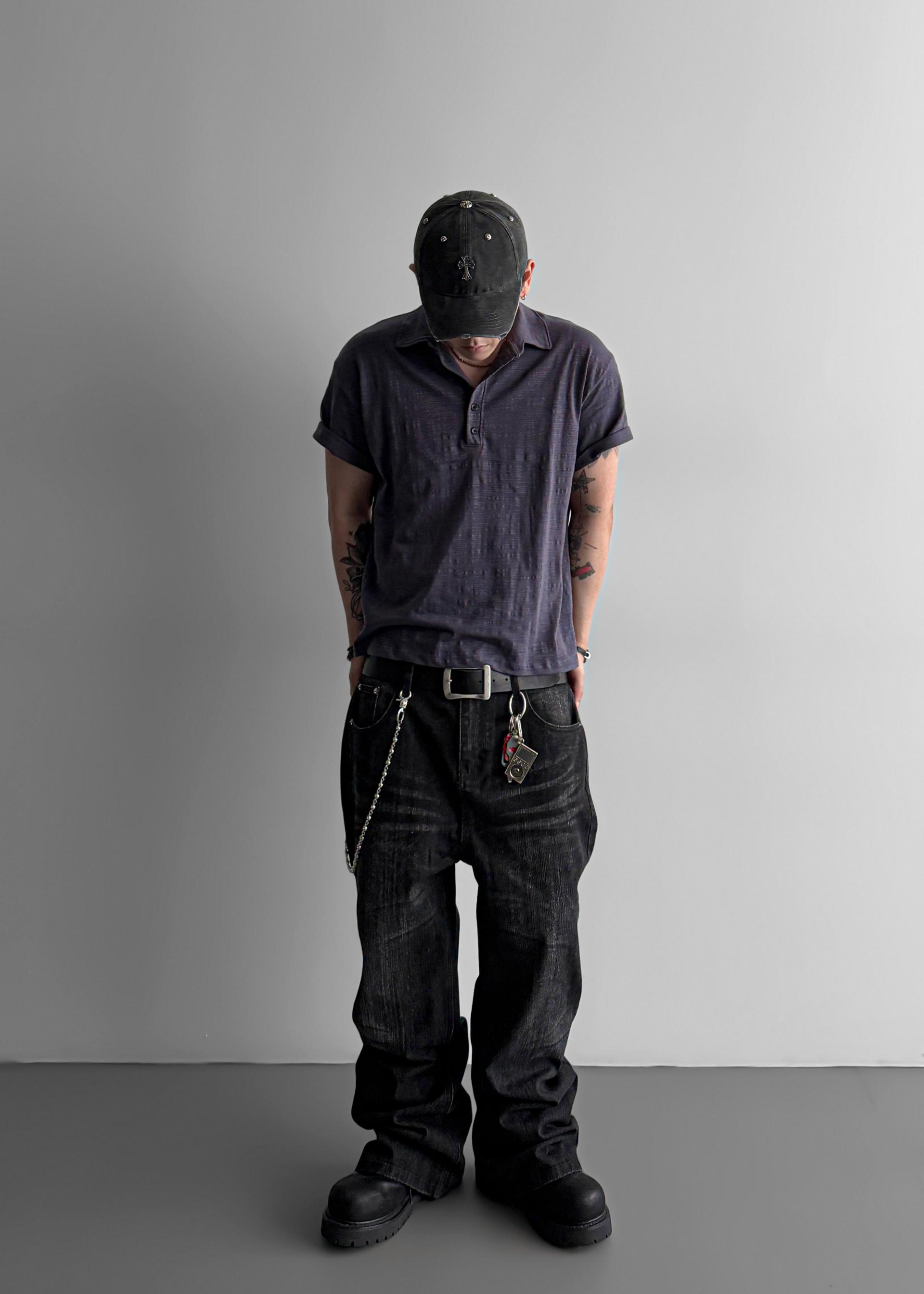 Slub collar half t