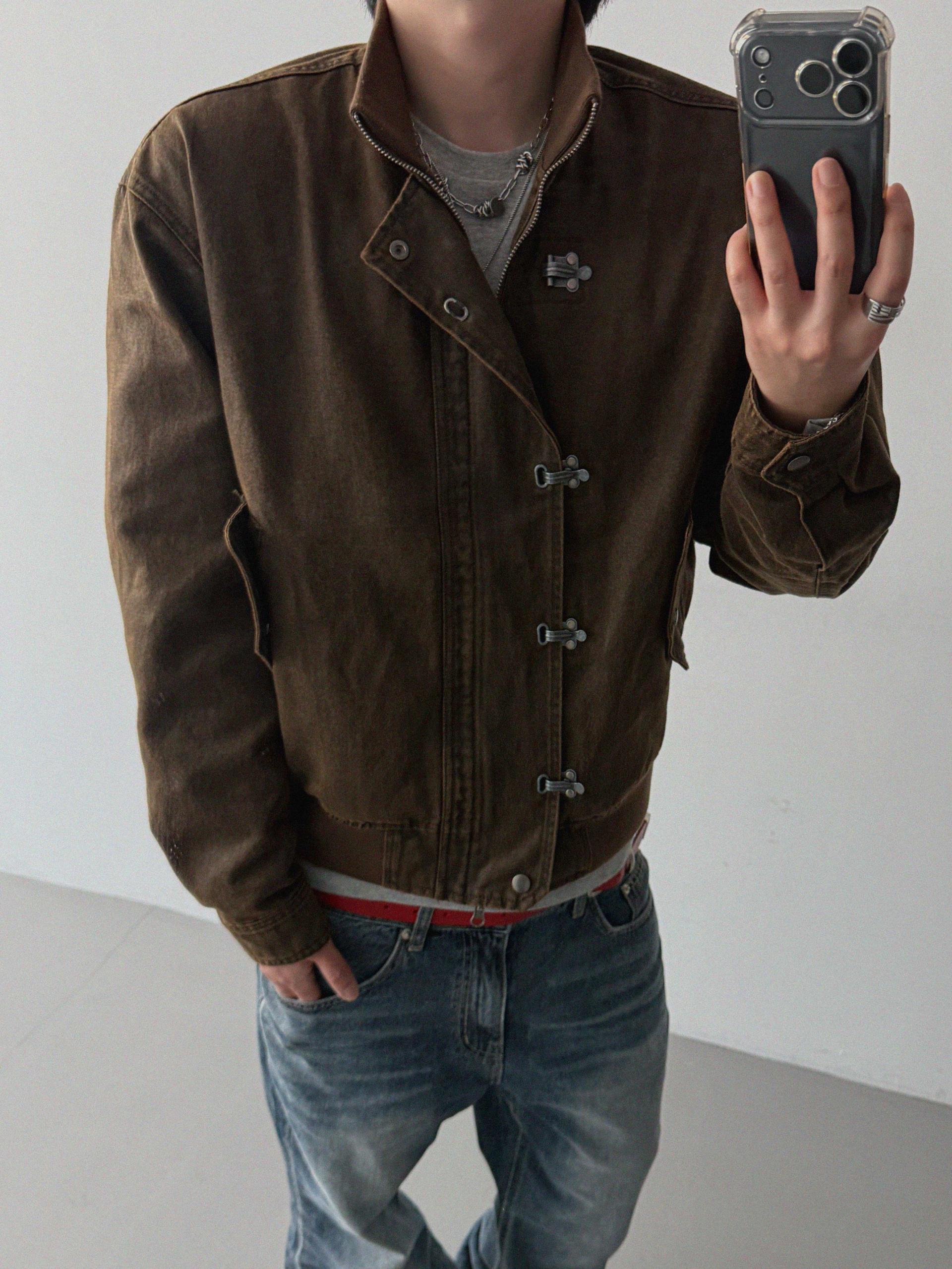 Deep brush flare denim pants