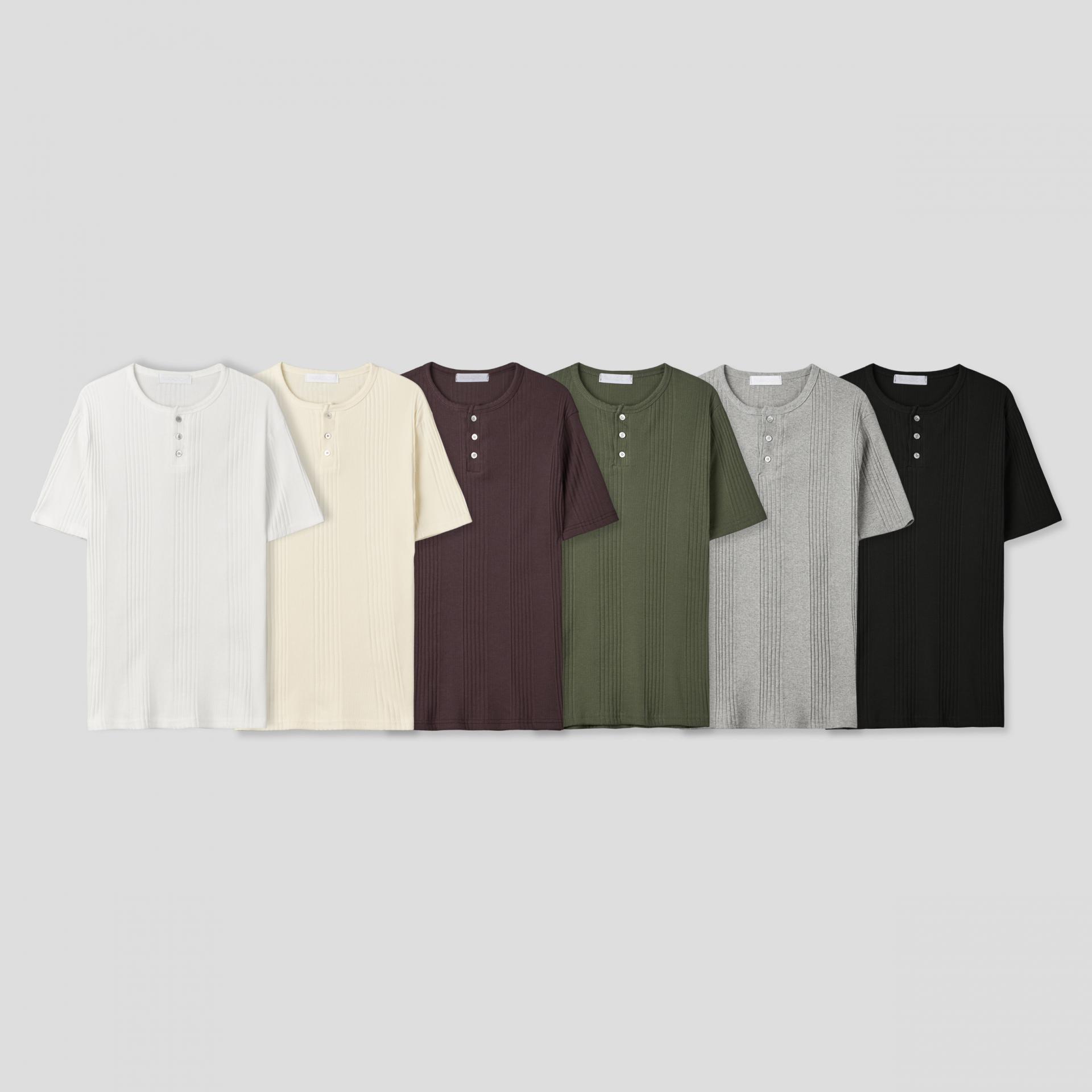 Terrace henley ceck slim half T