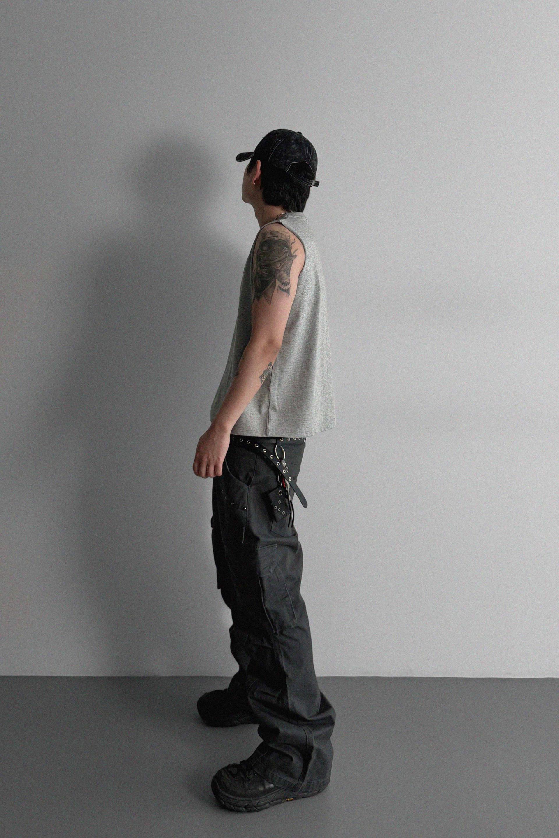 Dying stud cargo flared pants