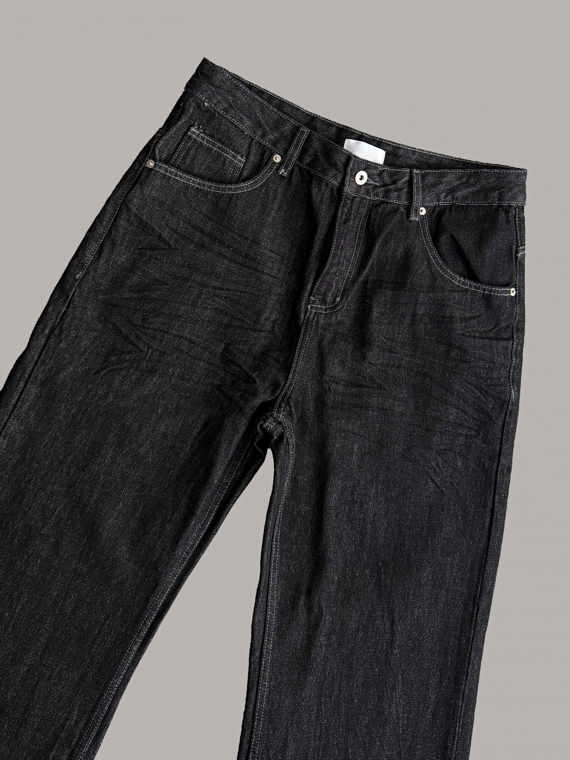 Embossed non-faded denim pants
