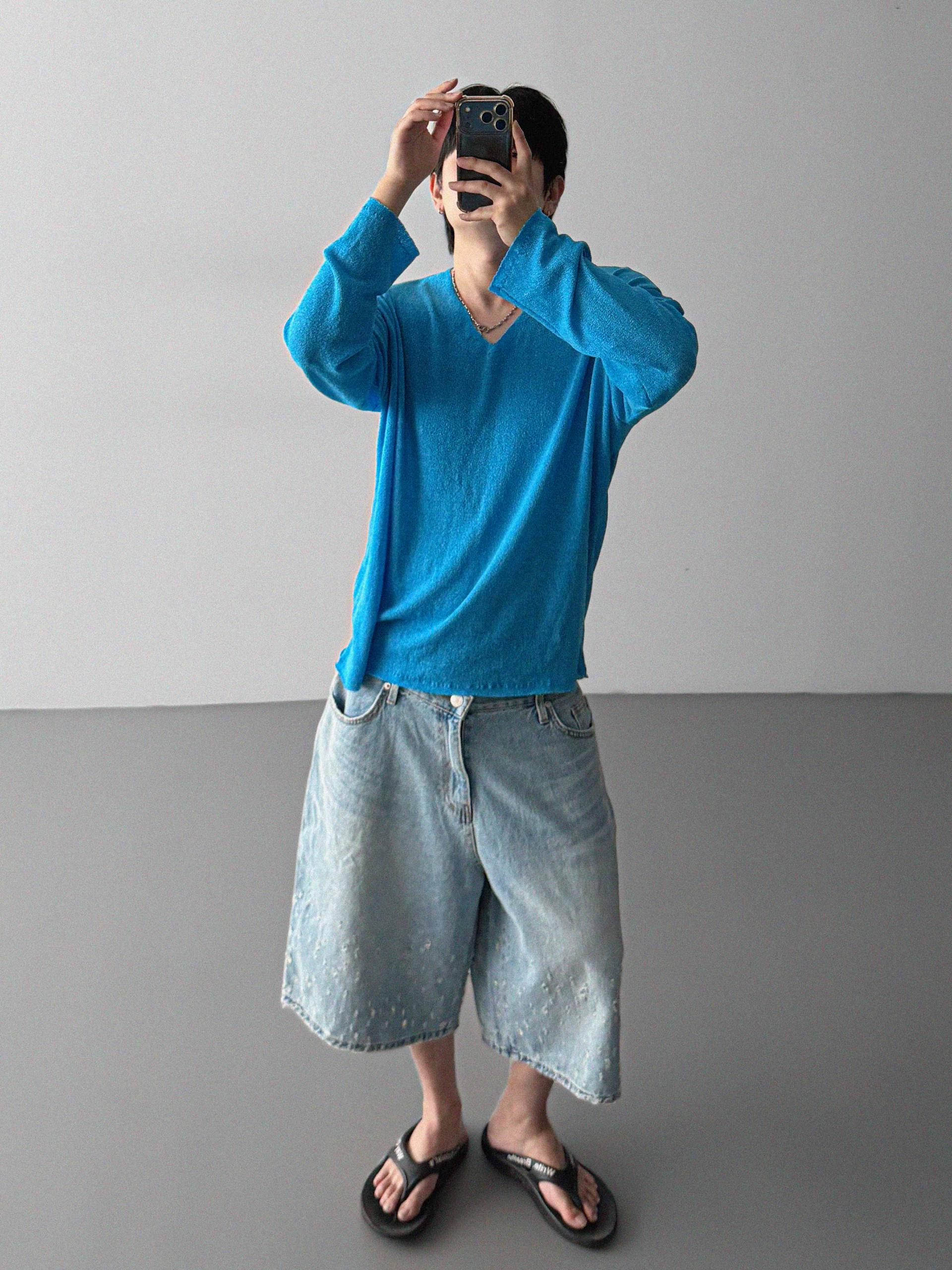 Bullet denim bermuda pants