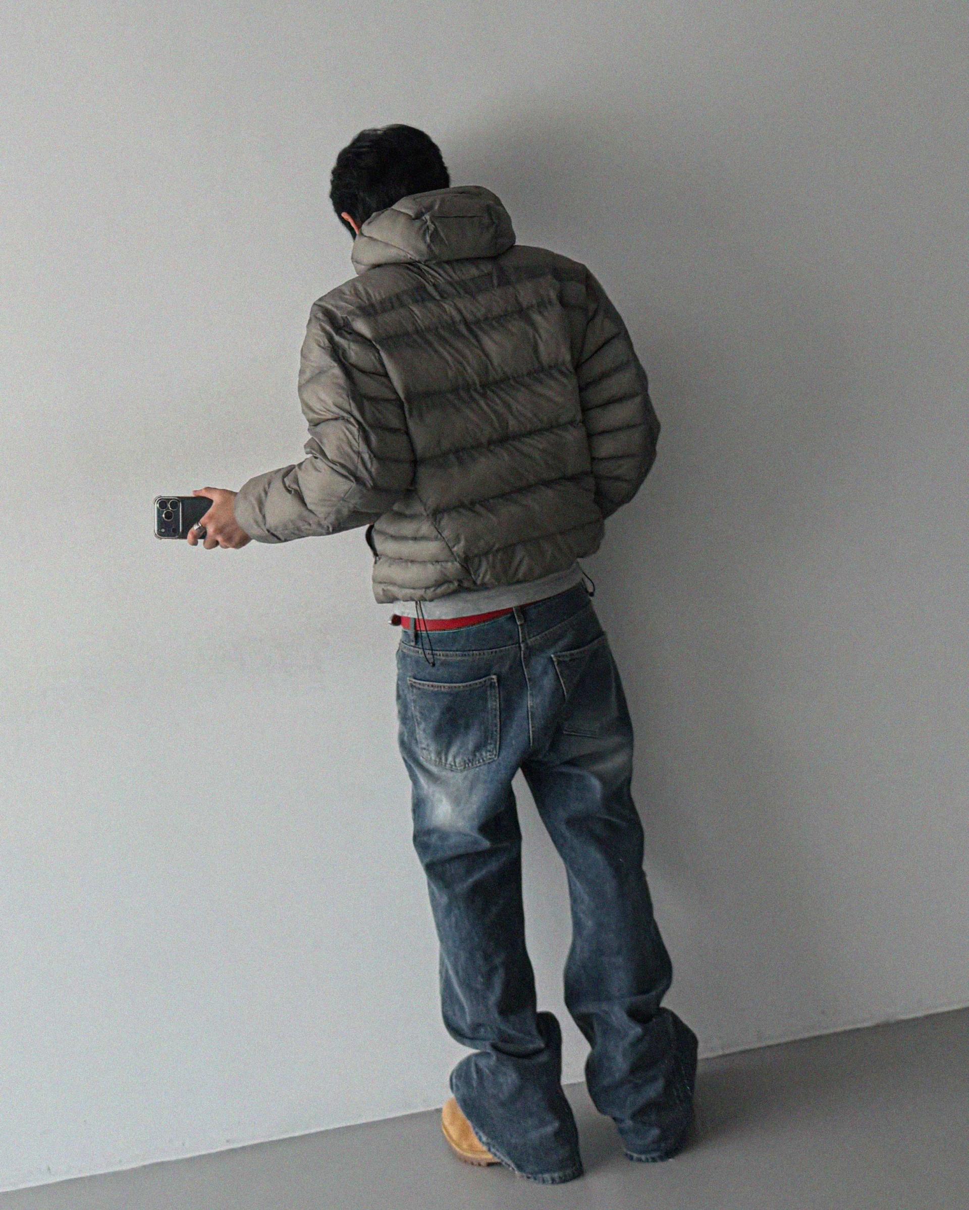 Deep brush flare denim pants