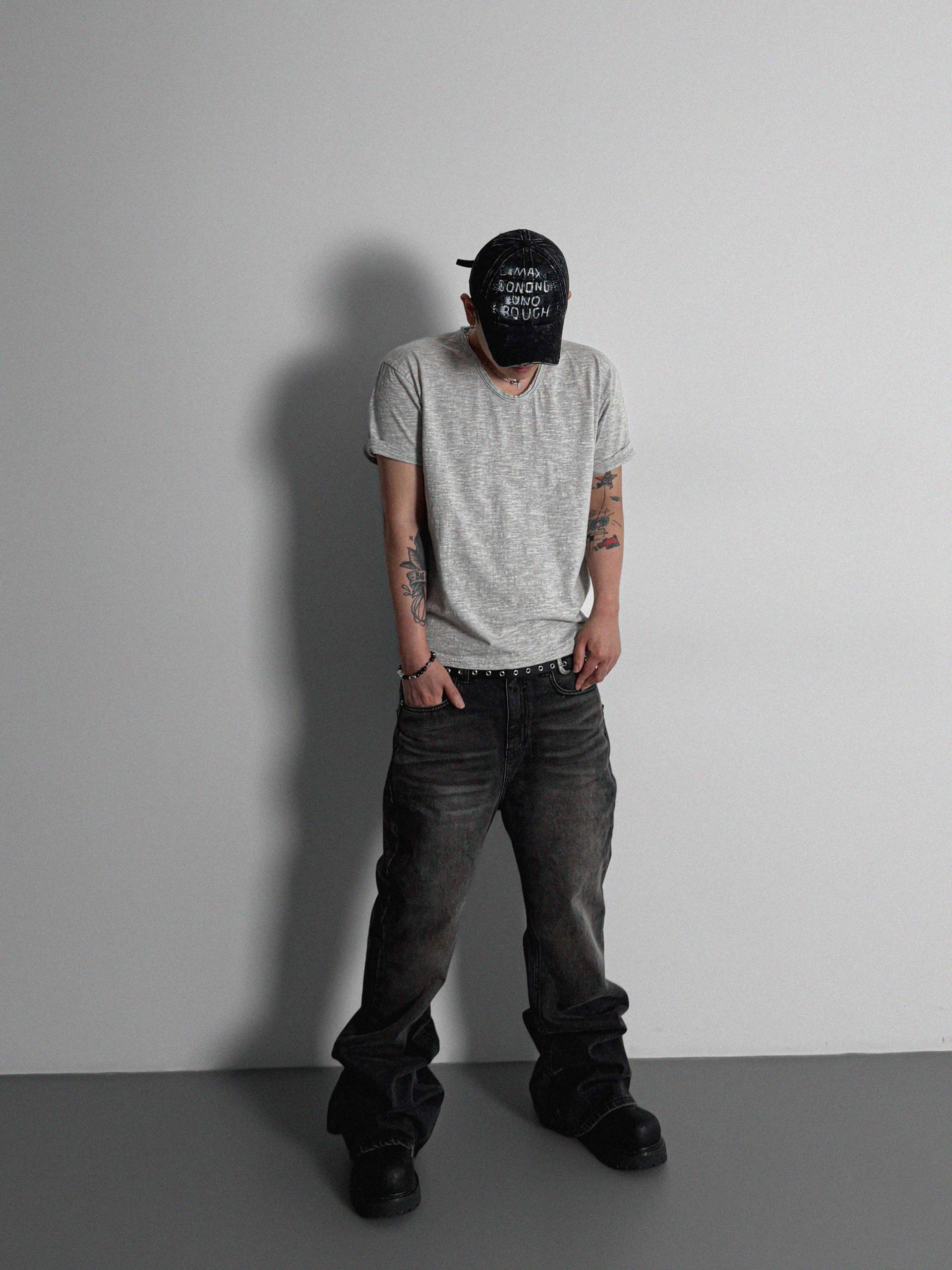 Slab cut u-neck half t