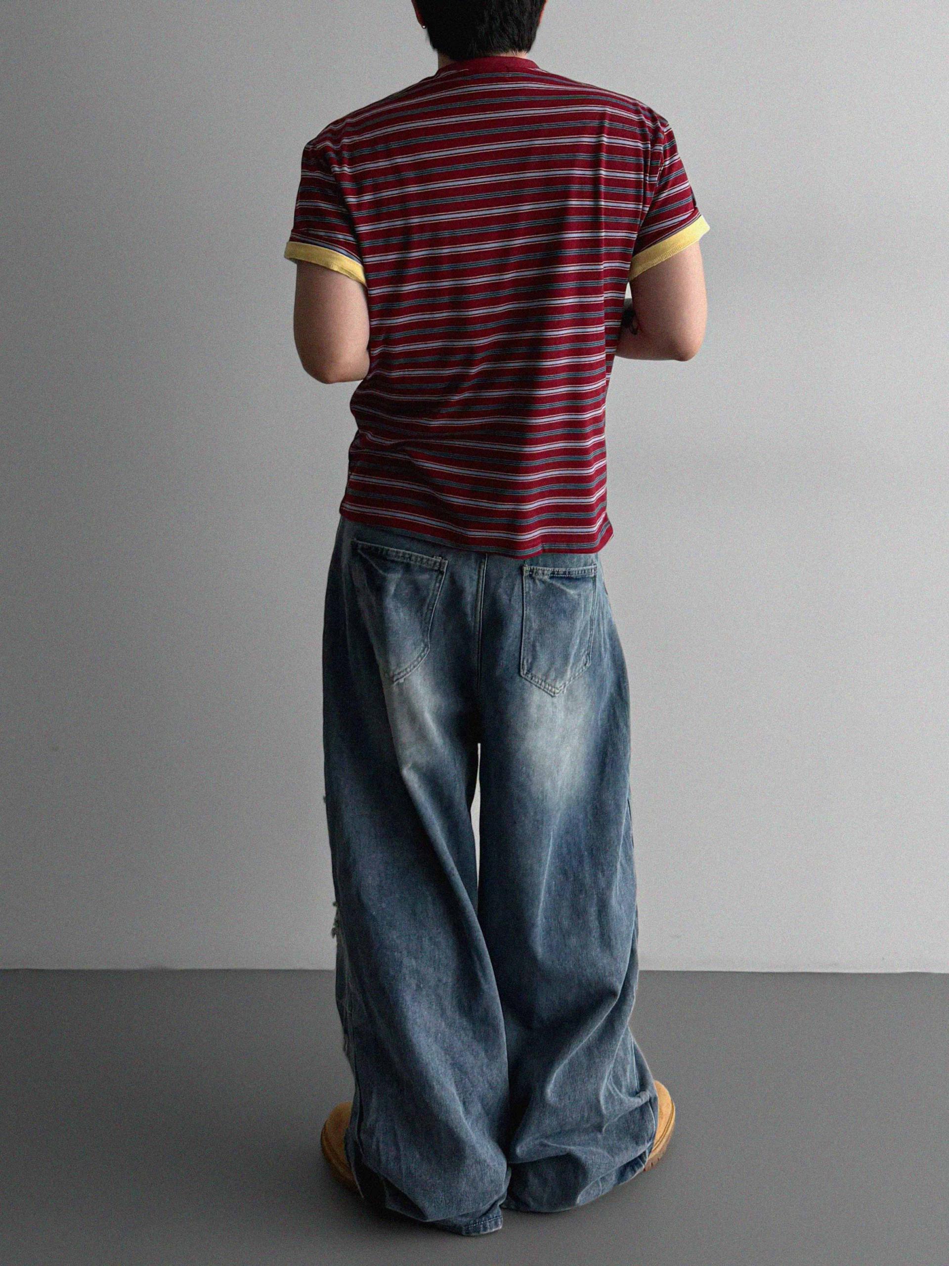 Summer vintage wide denim pants