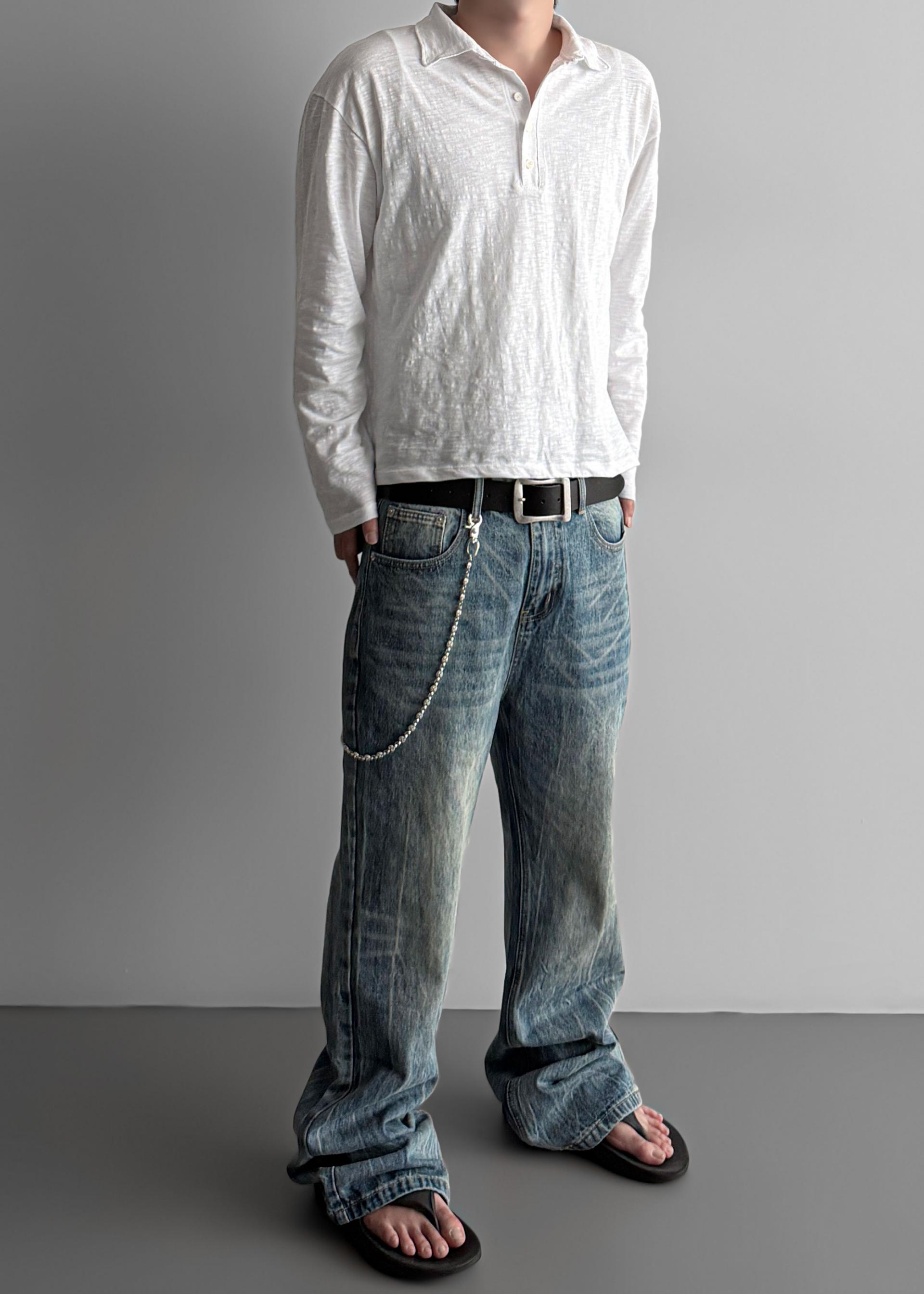 Ashed flare denim pants
