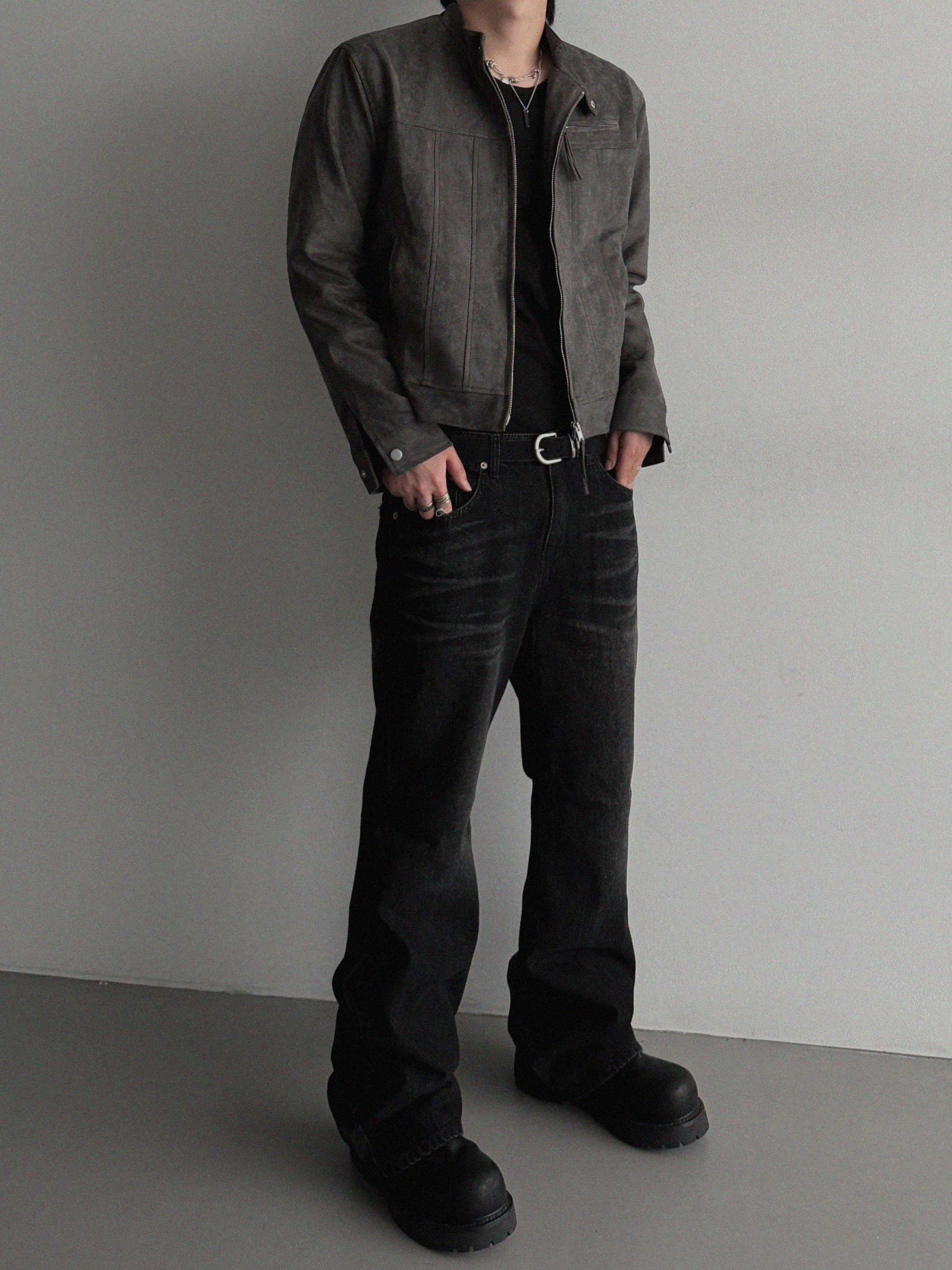 Lemans biker suede crop jacket