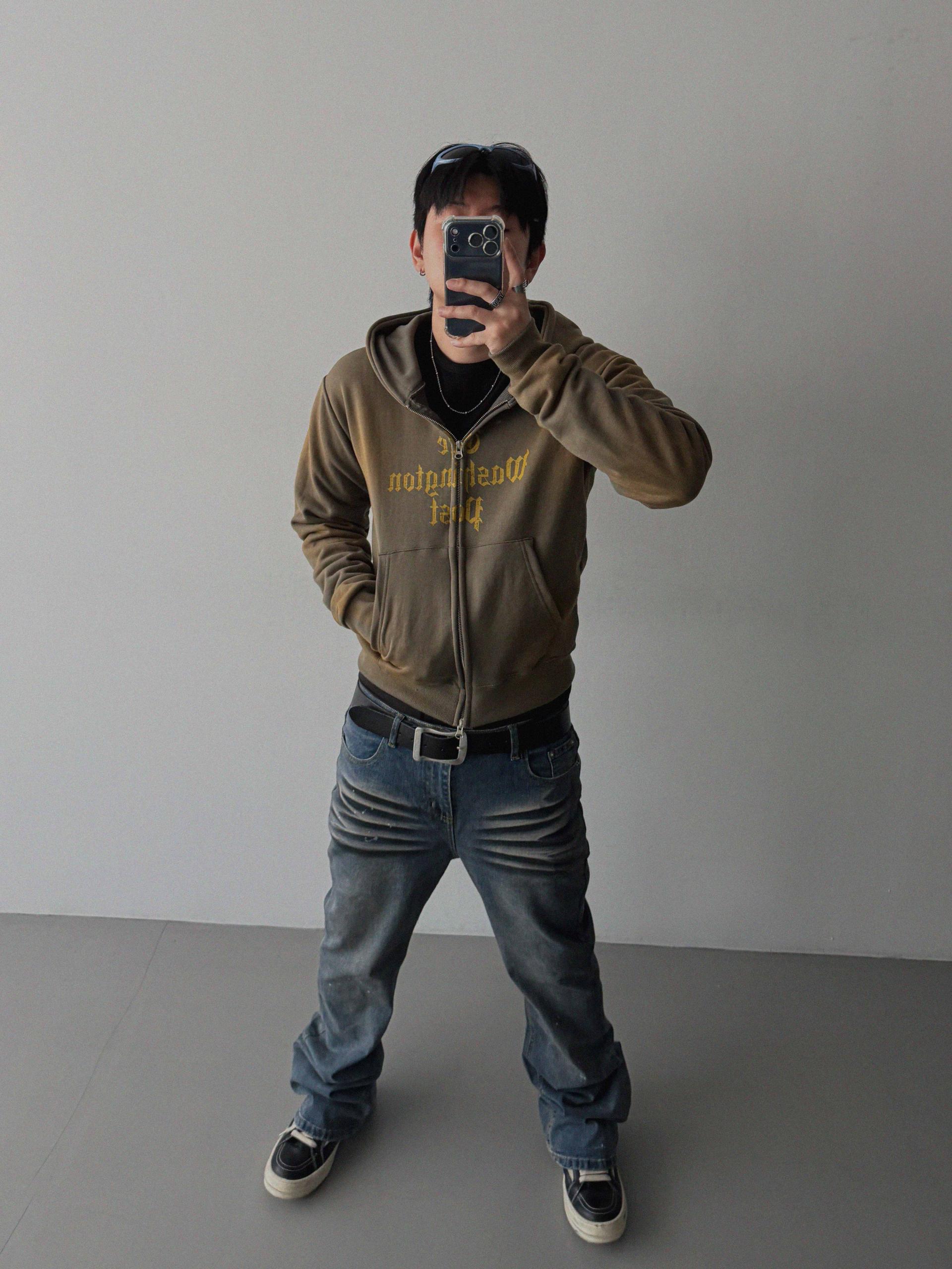 Washington crop hoodie zip-up