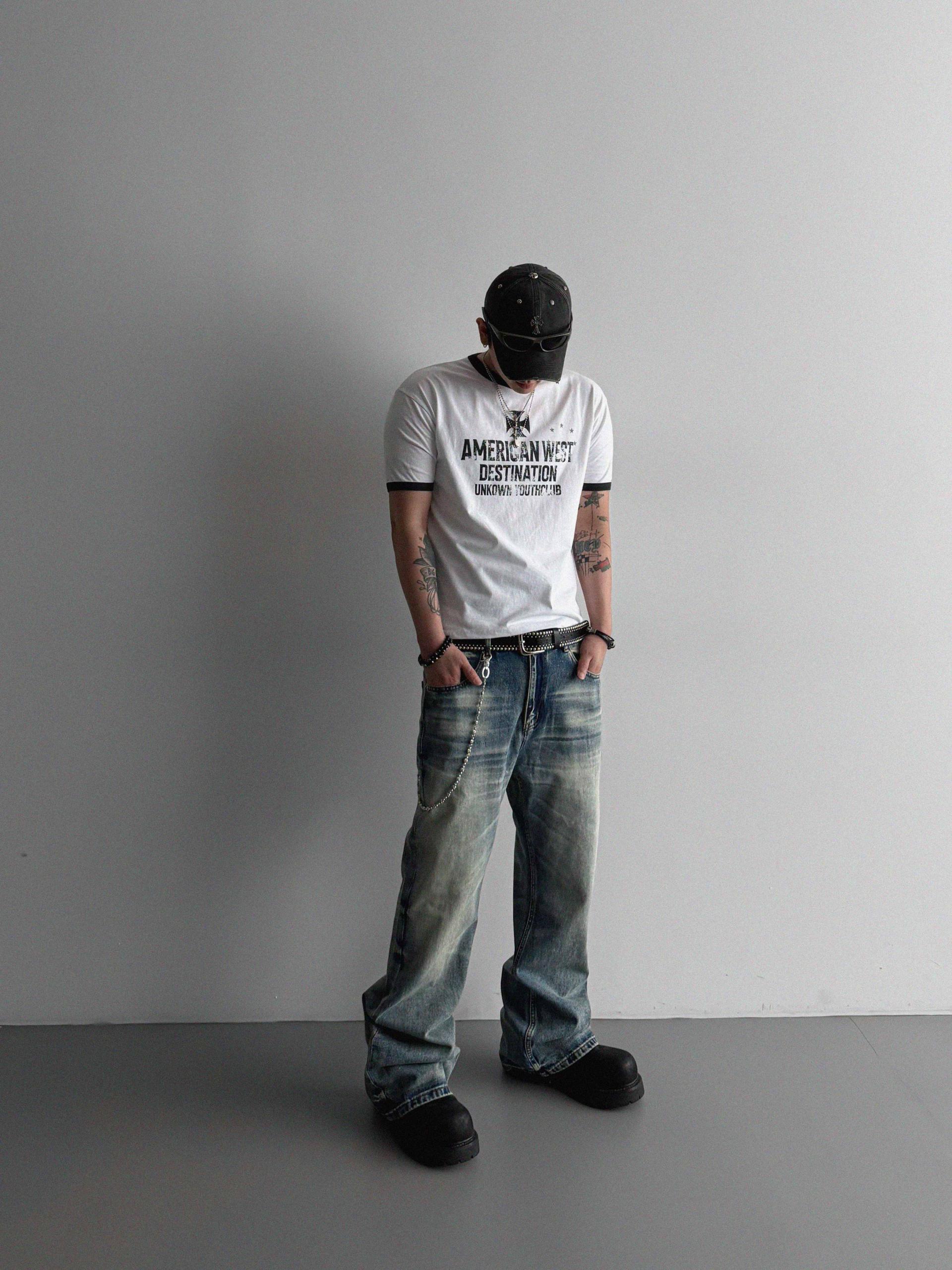 Mobe sand flare denim pants