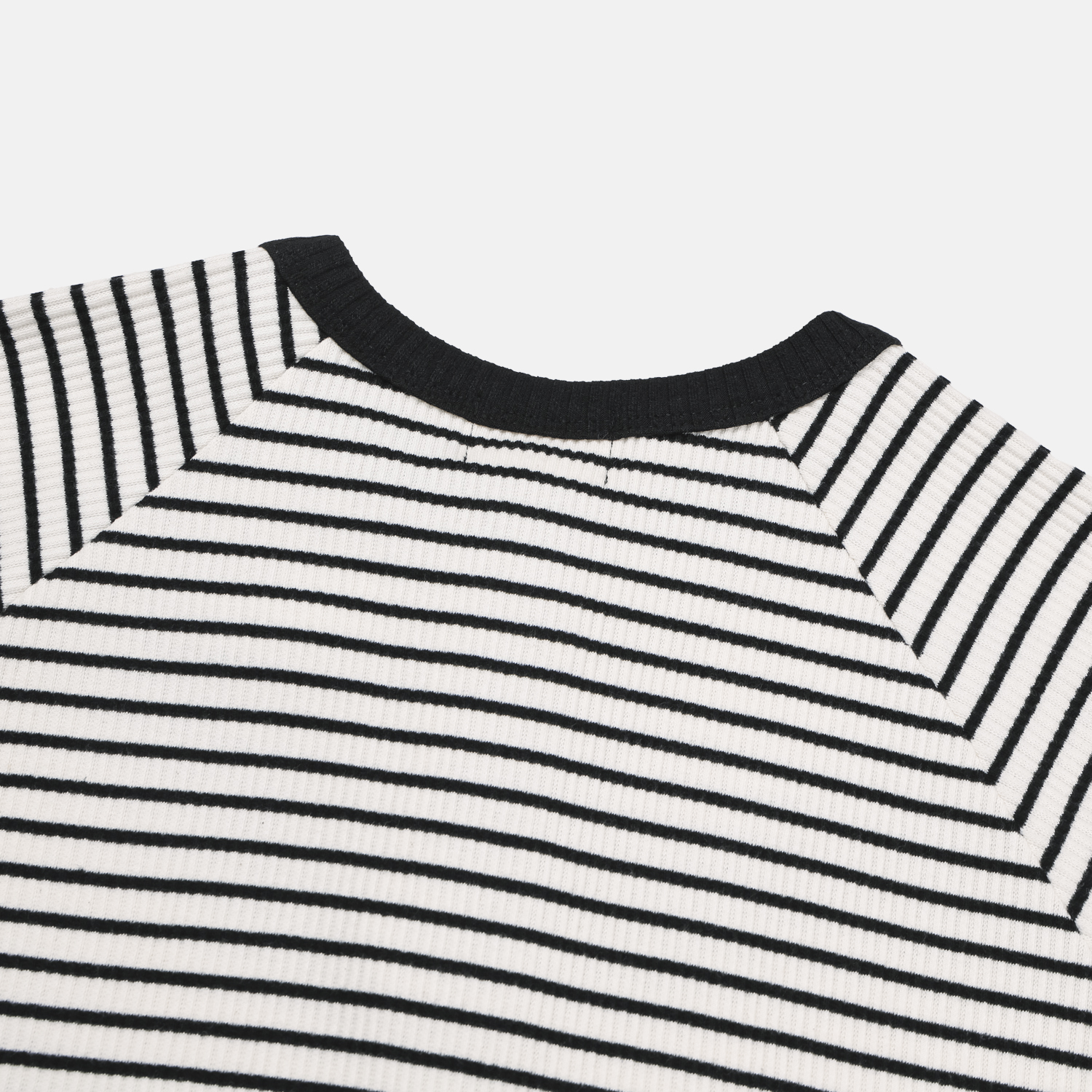 Ribbed stripe henley neck muscle half T
