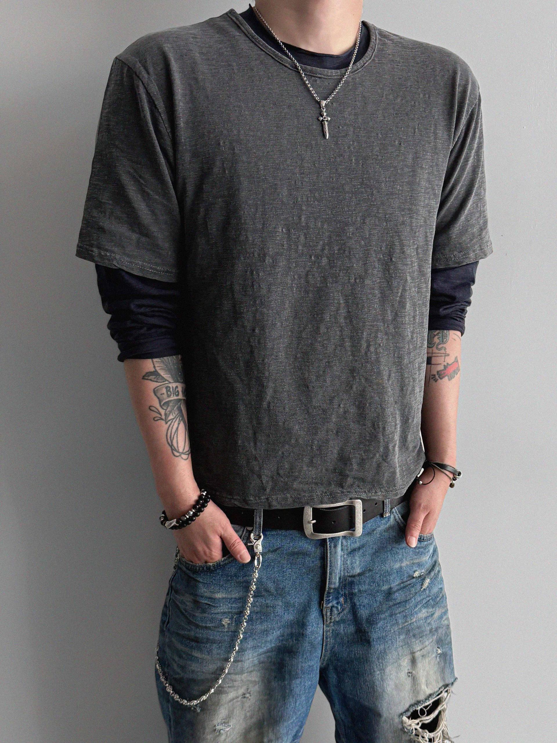 Slub pigment crop half t