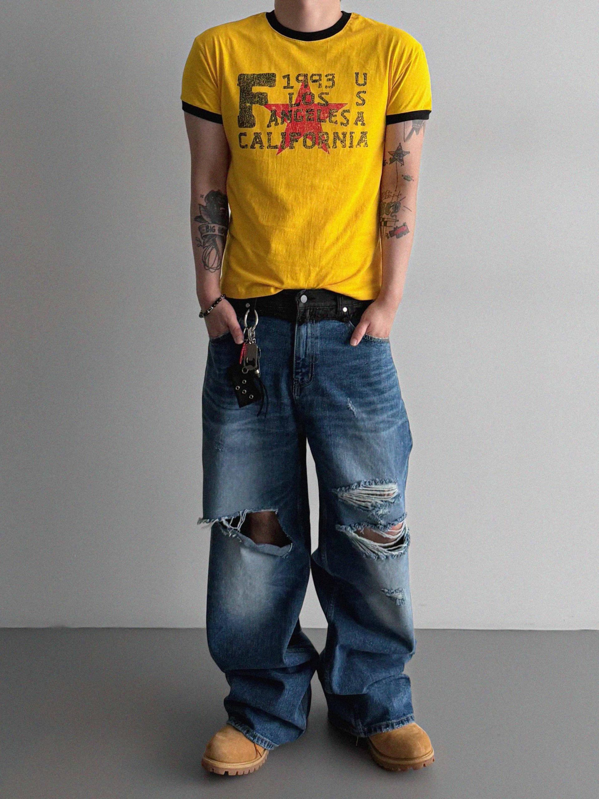 Retro star muscle ringer half t