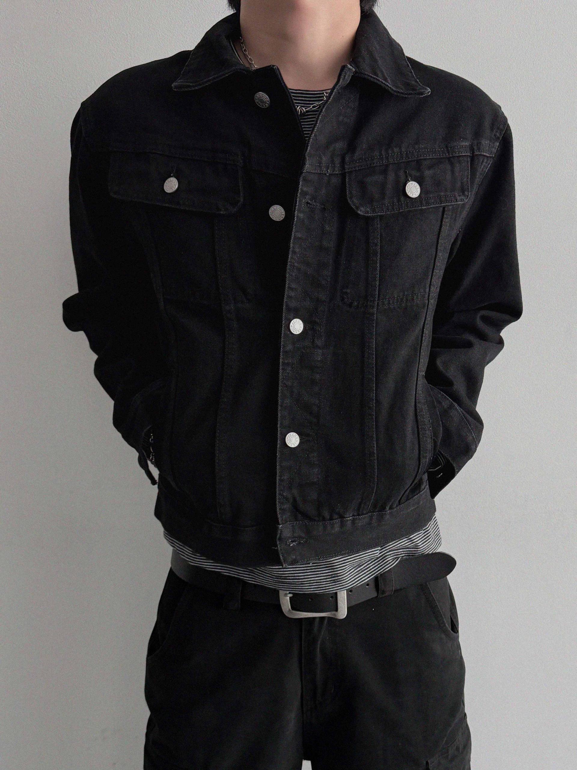 Minimal basic crop denim jacket