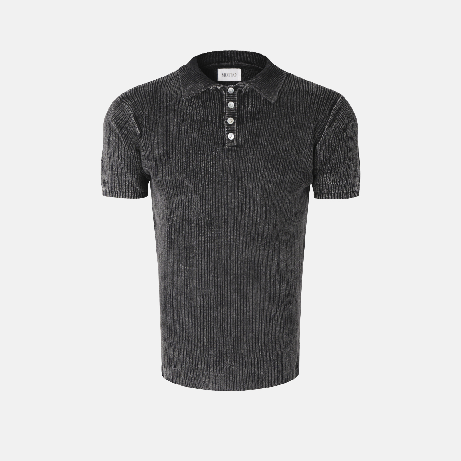 Garments ribbed collar muscle half T