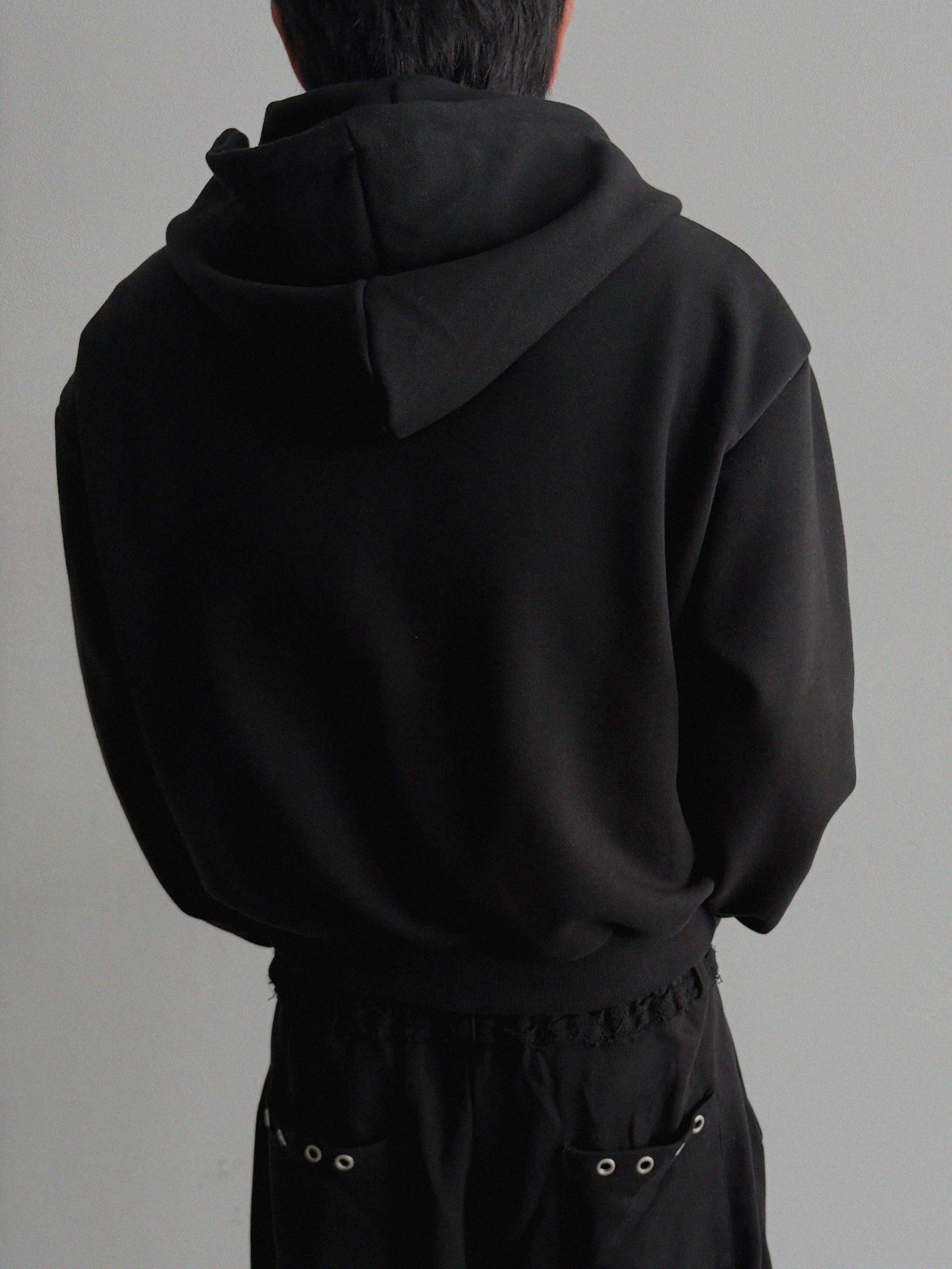 Broken eyelet crop hoodie zip-up