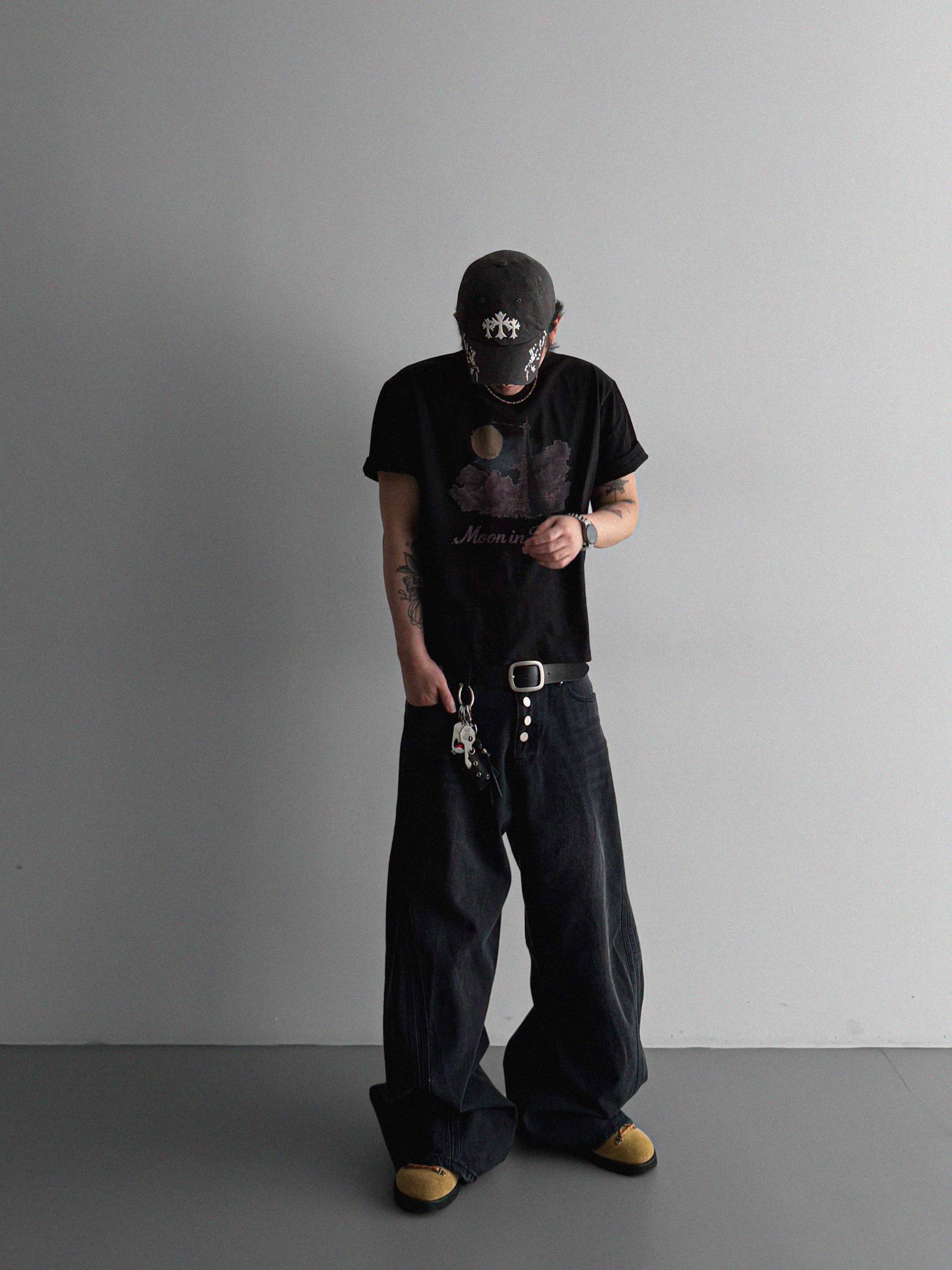Cachion twisted wide denim pants