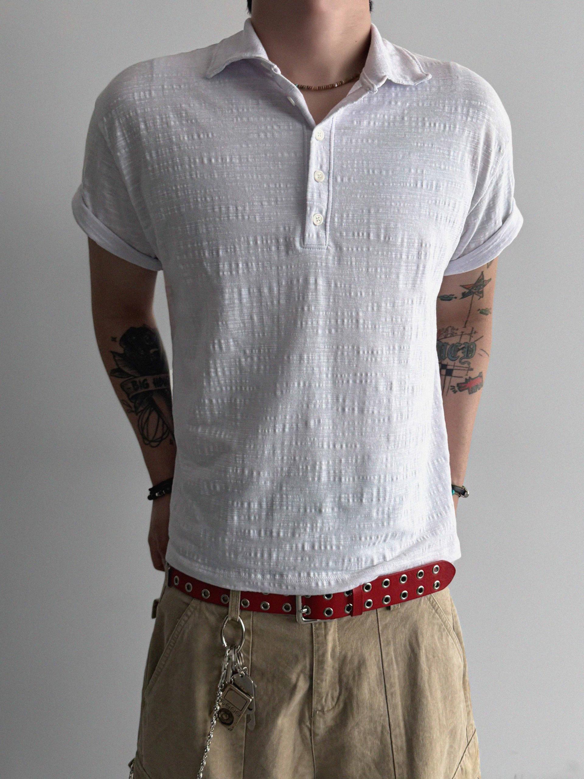 Slub collar half t