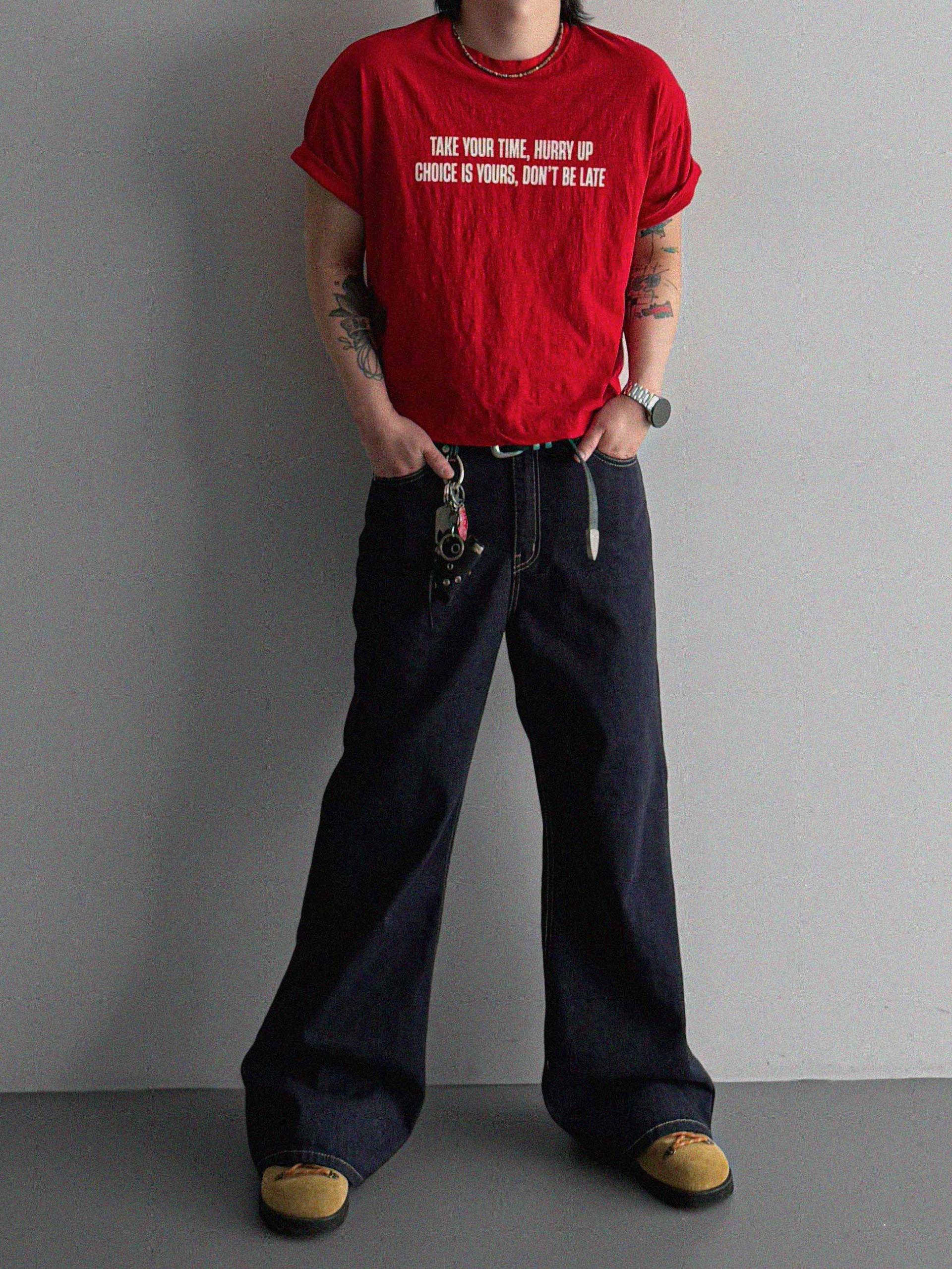 Indigo flare denim pants