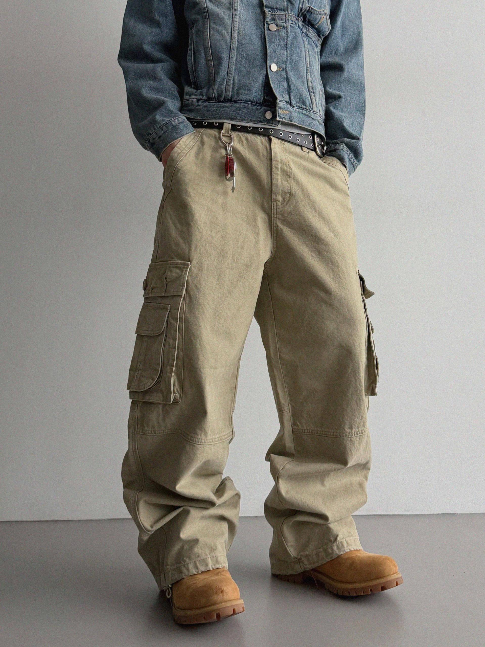 Ampty dyeing wide cargo pants