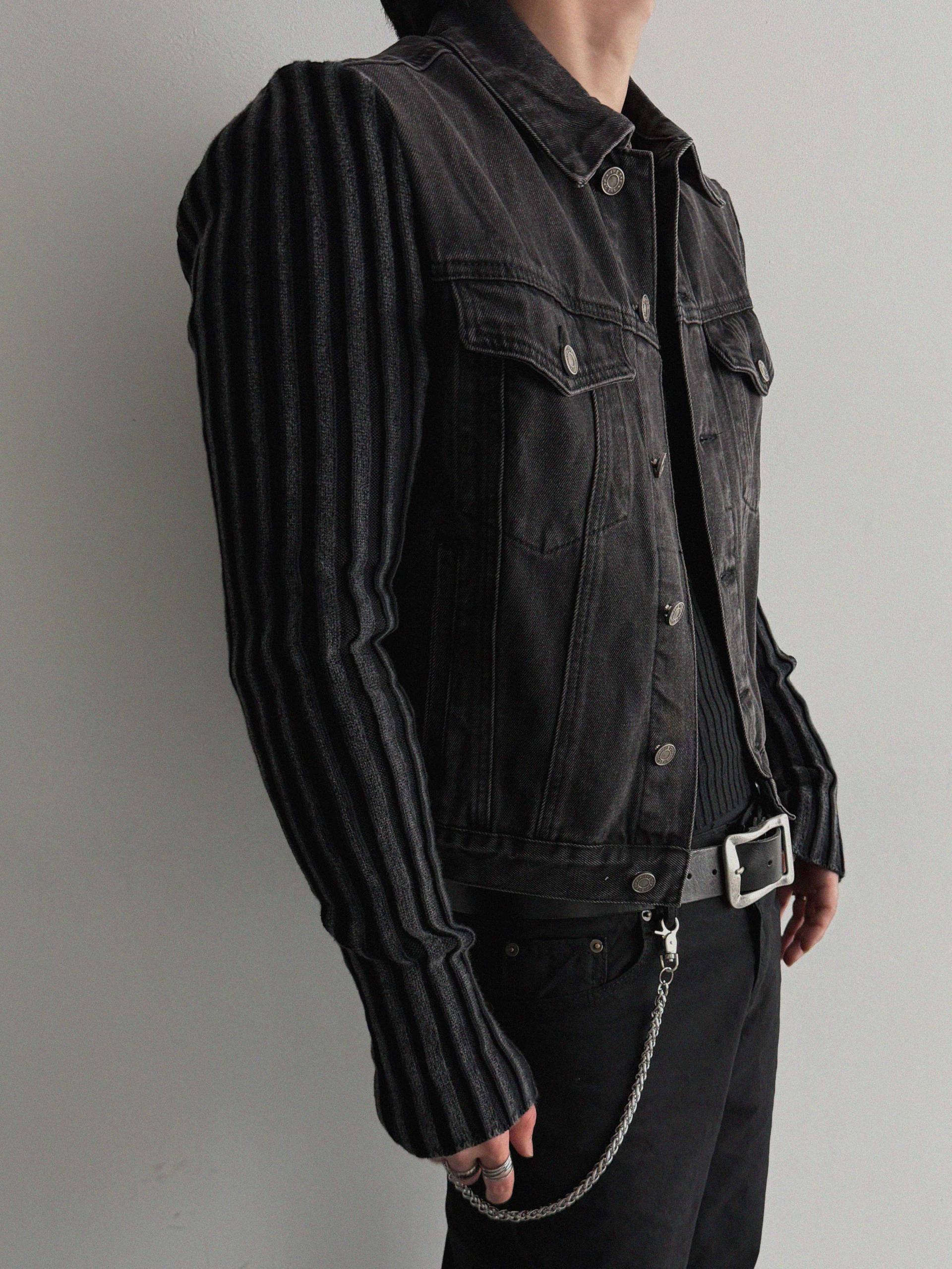 Shadow knit denim crop jacket