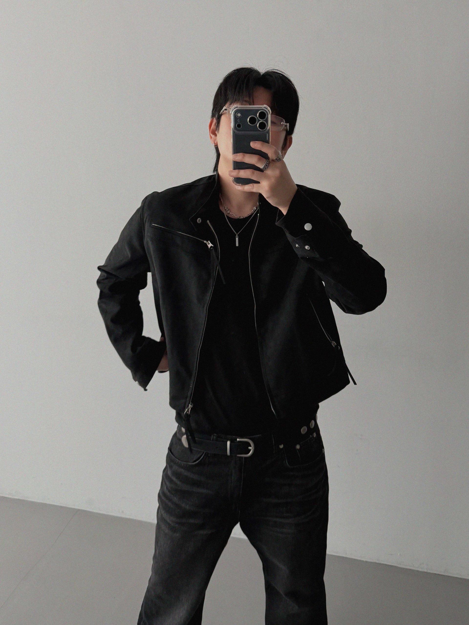 Biker suede crop jacket