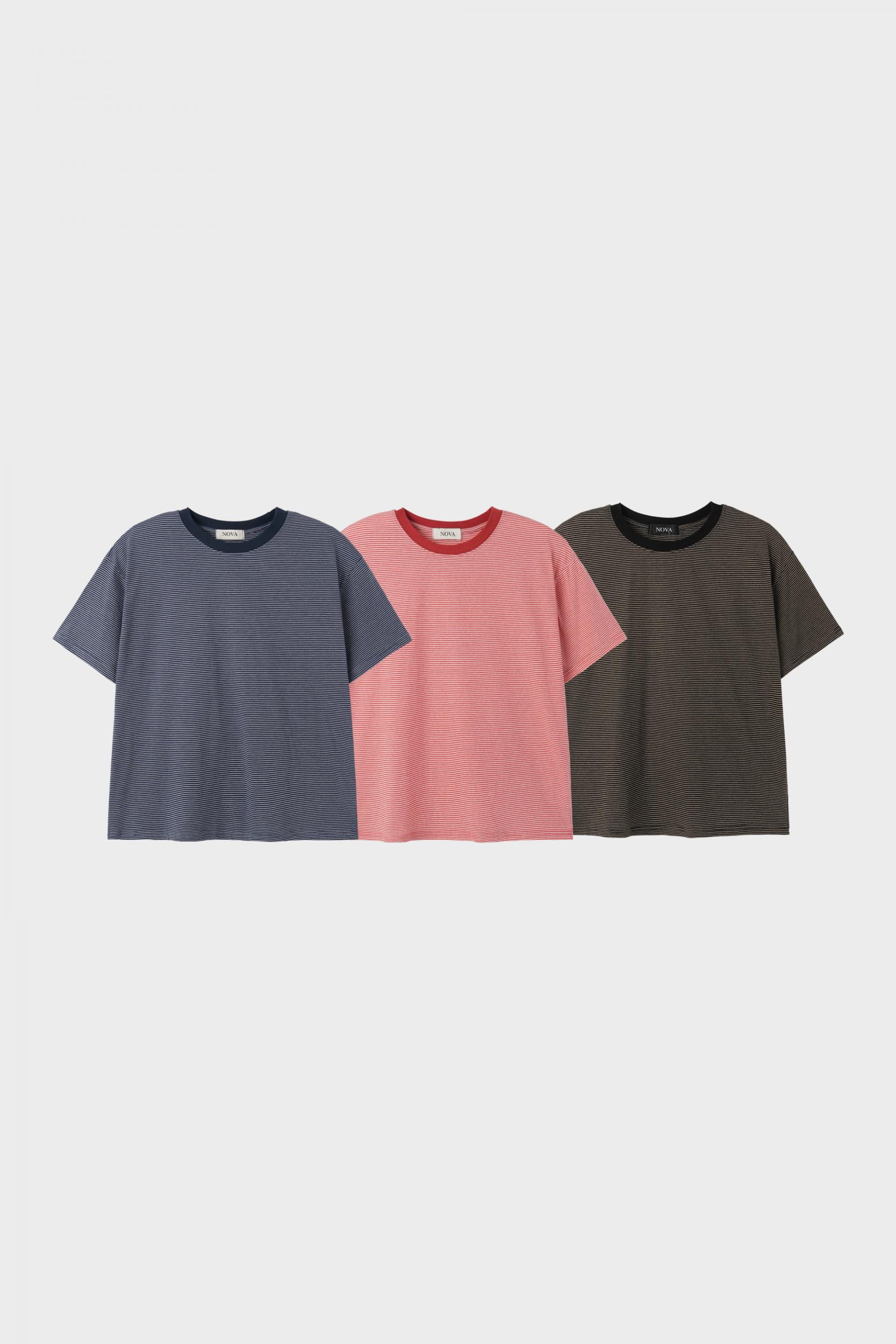 Stripe ringer crop half t
