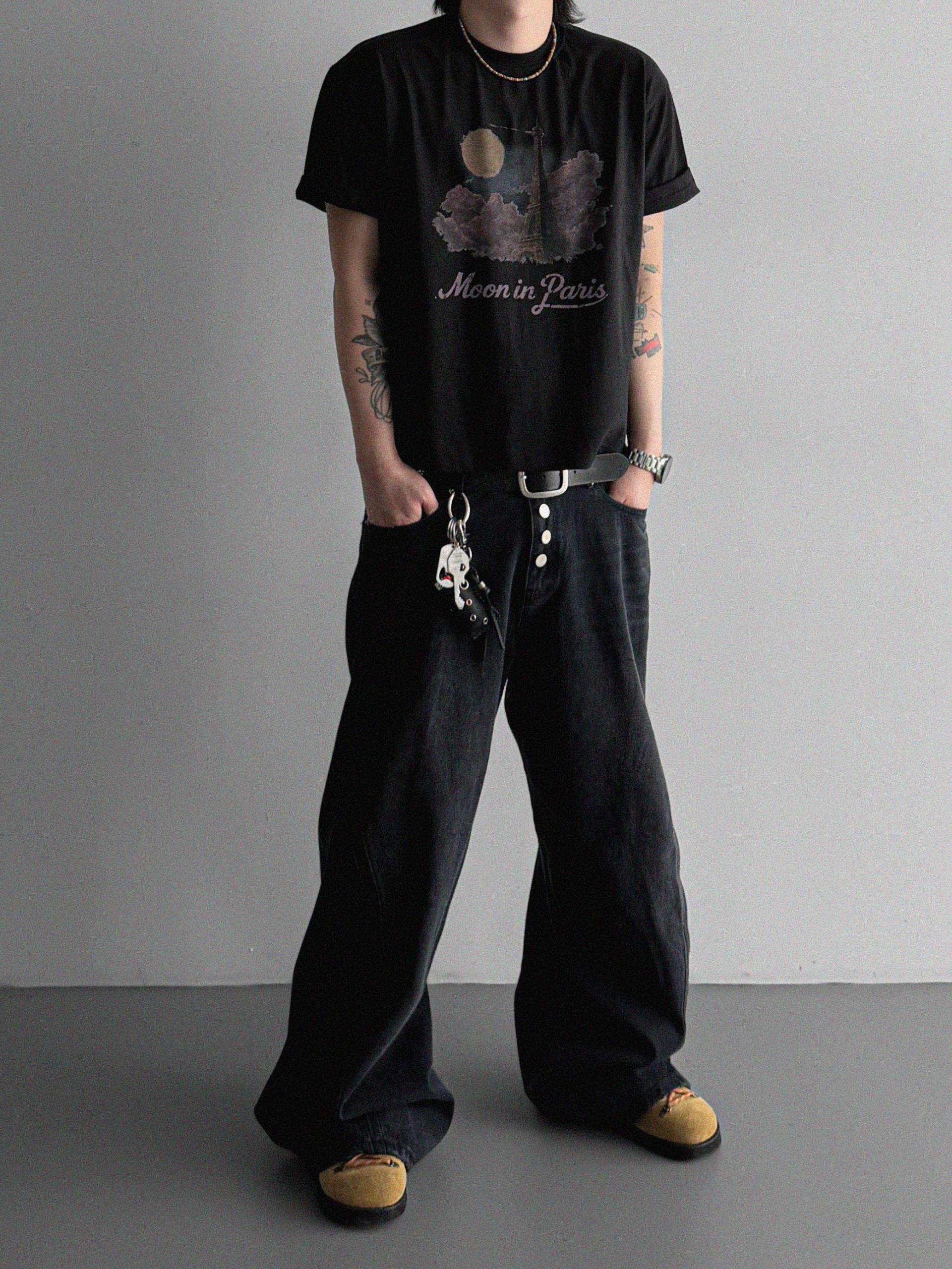 Cachion twisted wide denim pants