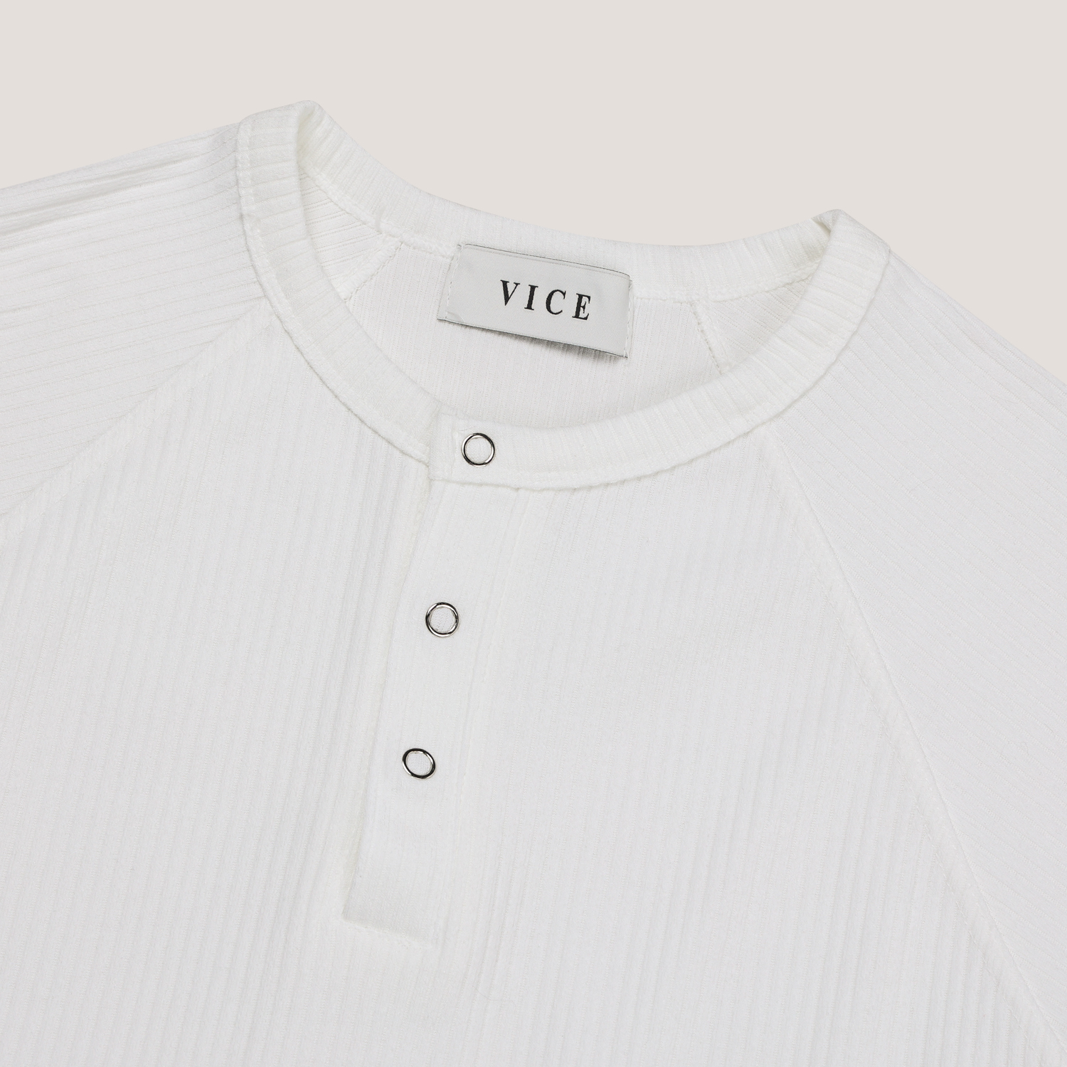 Fold ribbed henley neck muscle half t