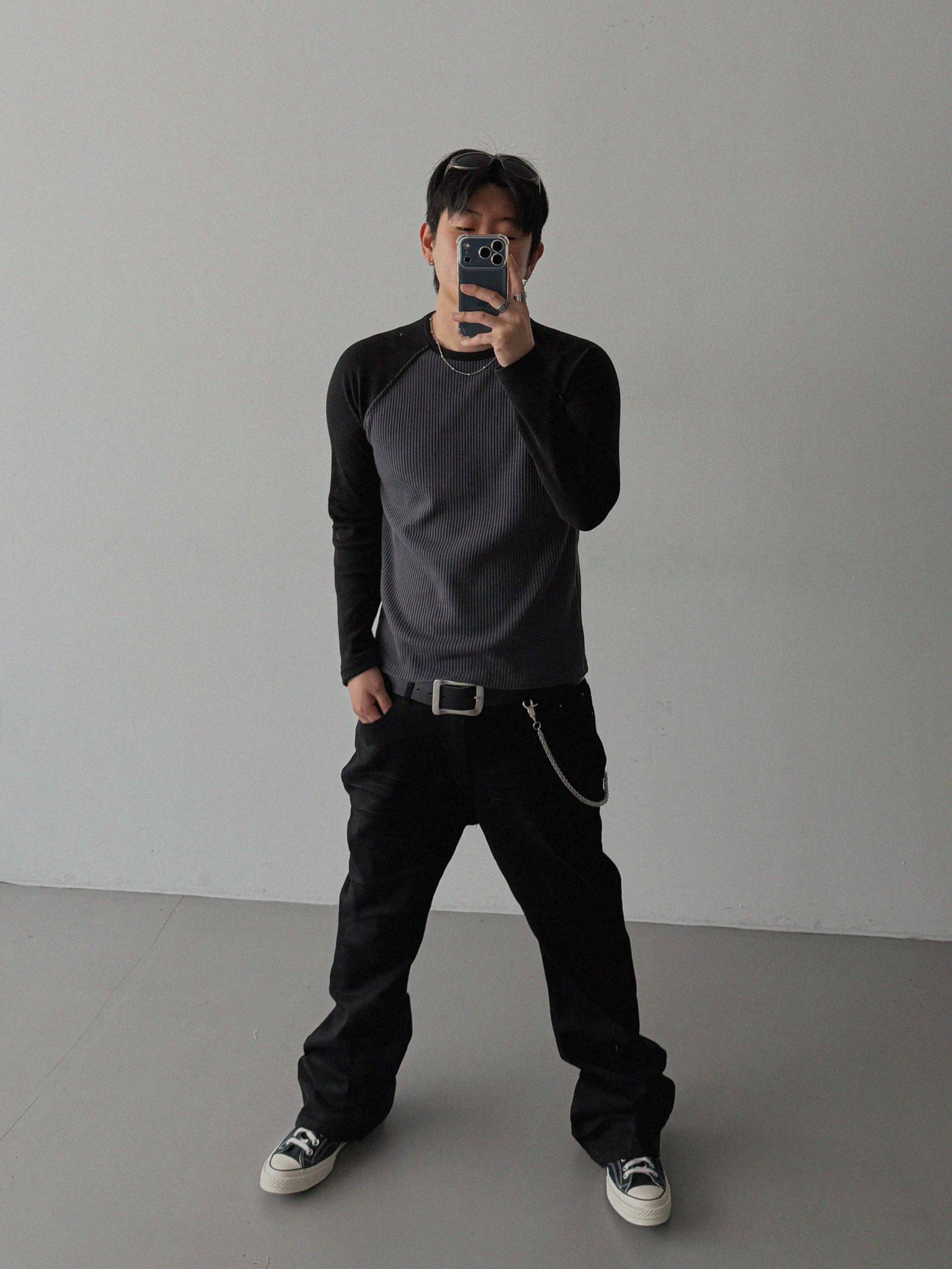 Tukhines waffle slim raglan t