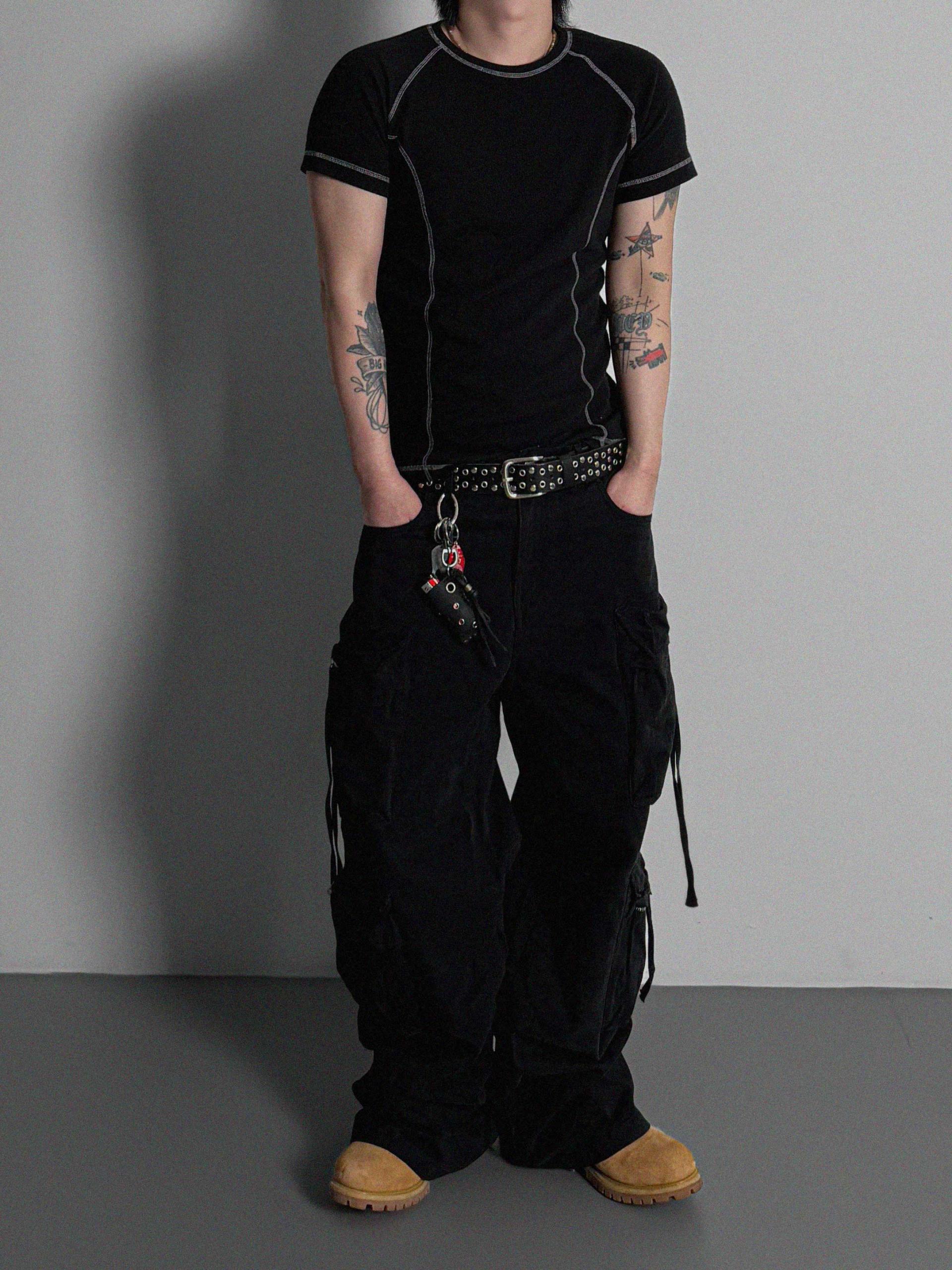 Slim stitch muscle half t