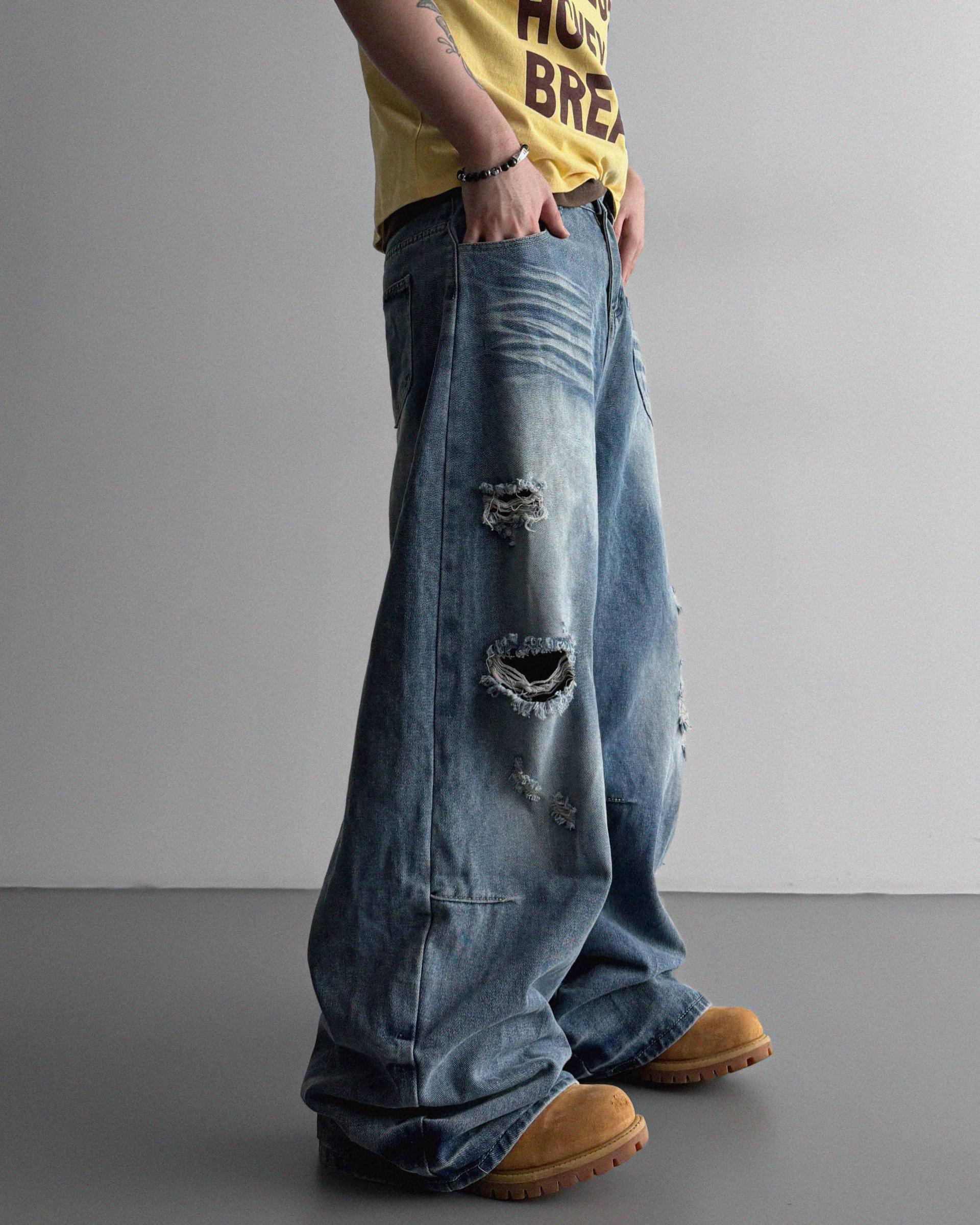 Summer vintage wide denim pants