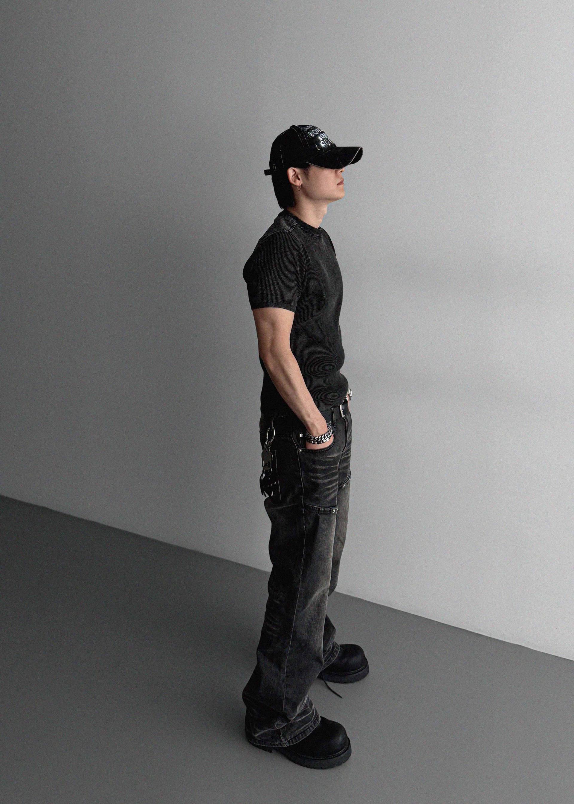 Pigment panel slim half knit