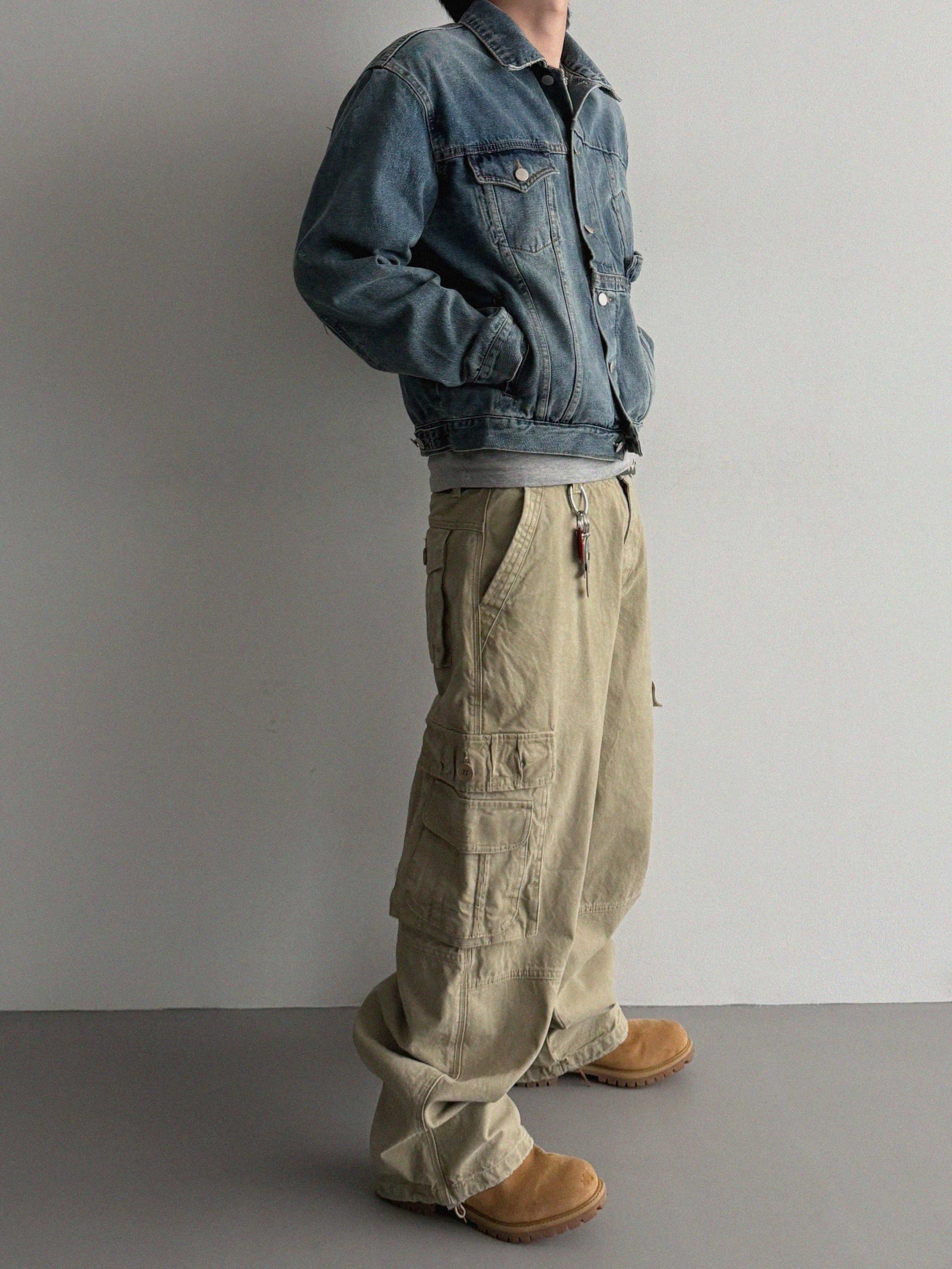 Ampty dyeing wide cargo pants