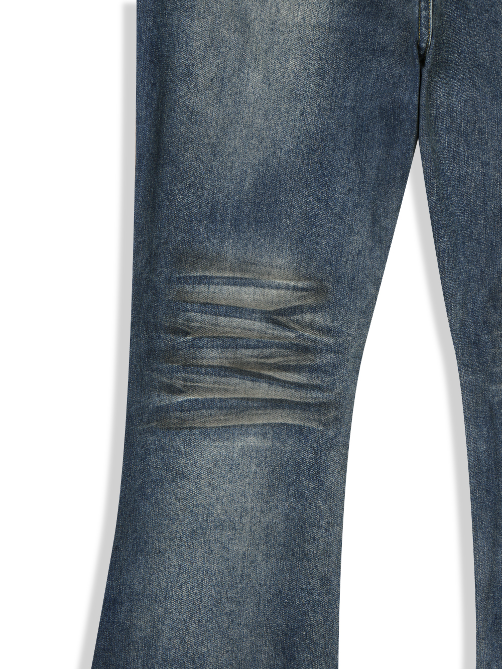 Dirty washed sagging flare jeans