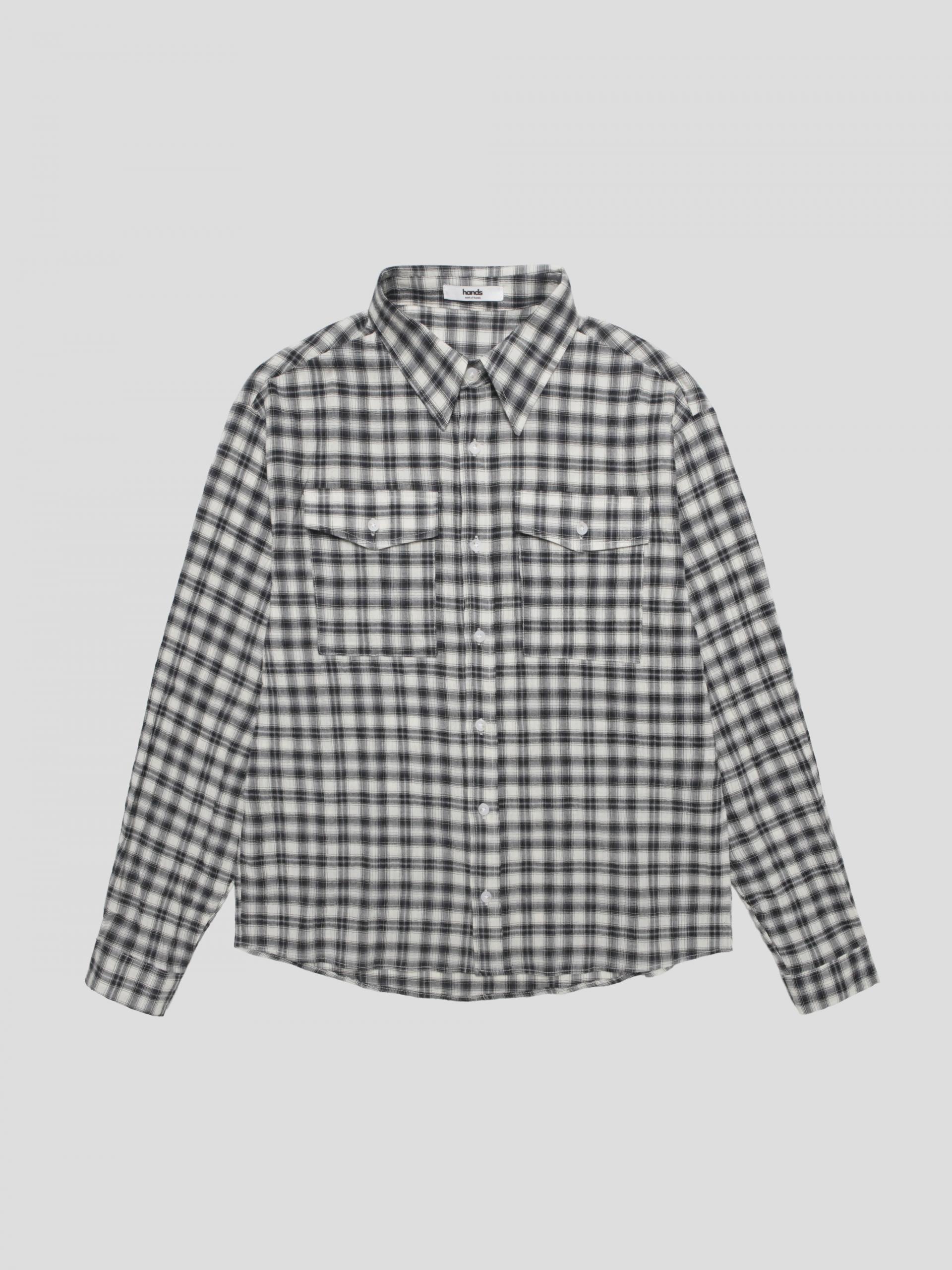 Linen two pocket crop check shirt