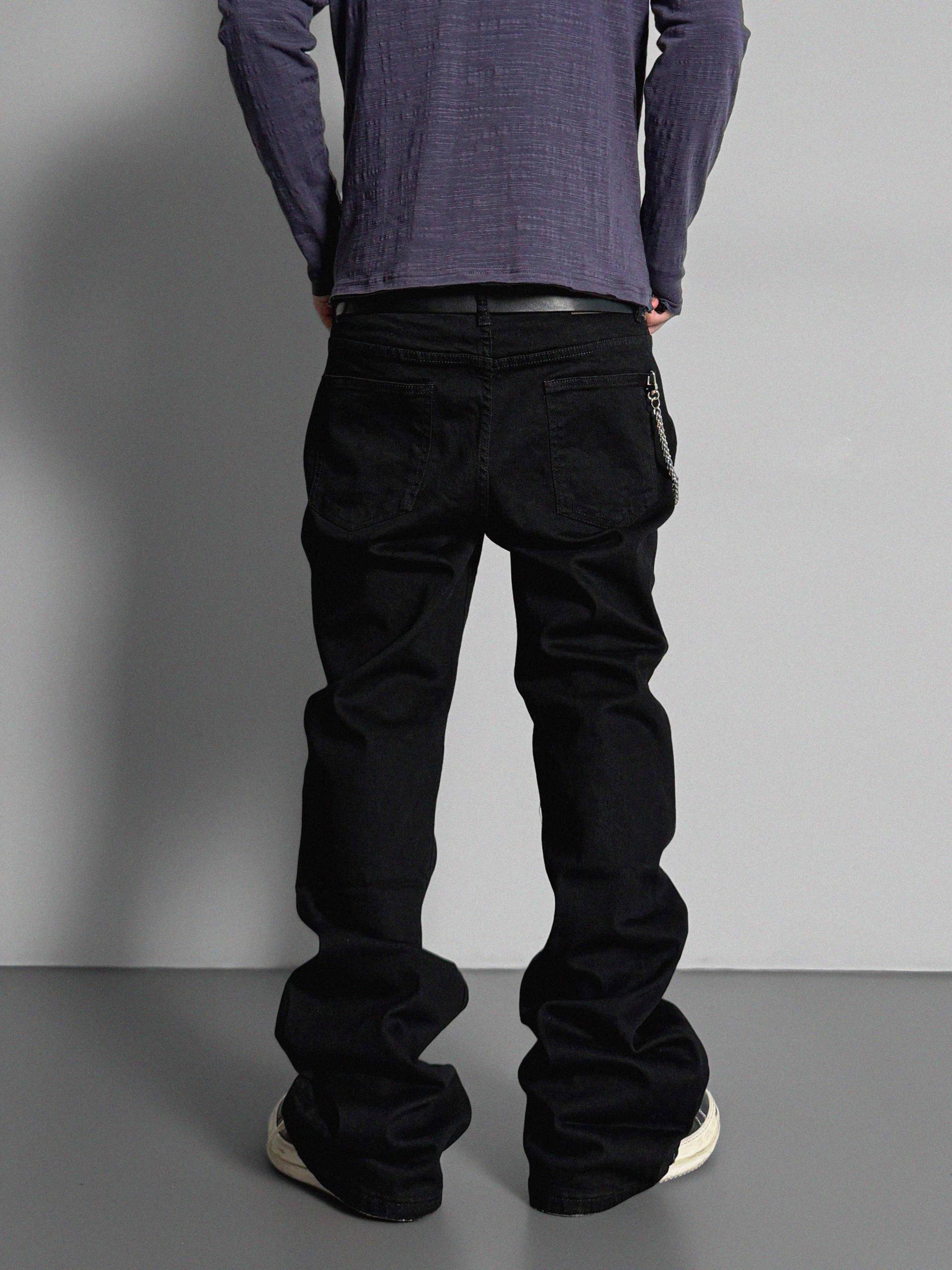 Dark embo sagging flare black jeans