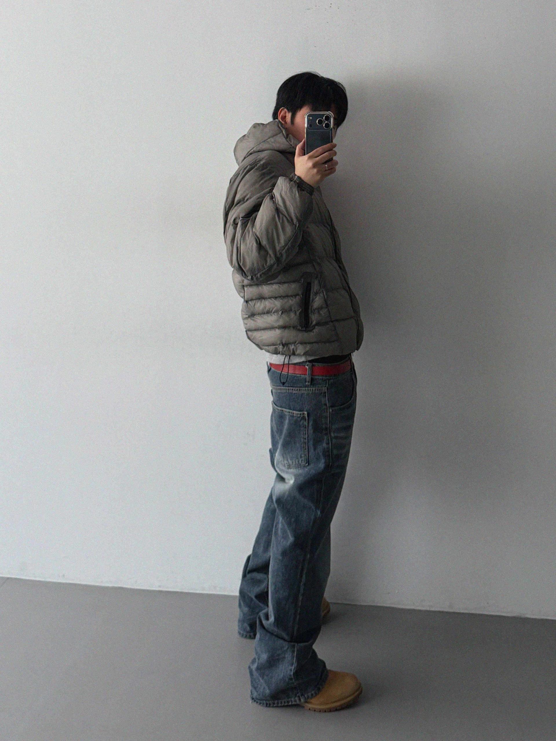 Deep brush flare denim pants